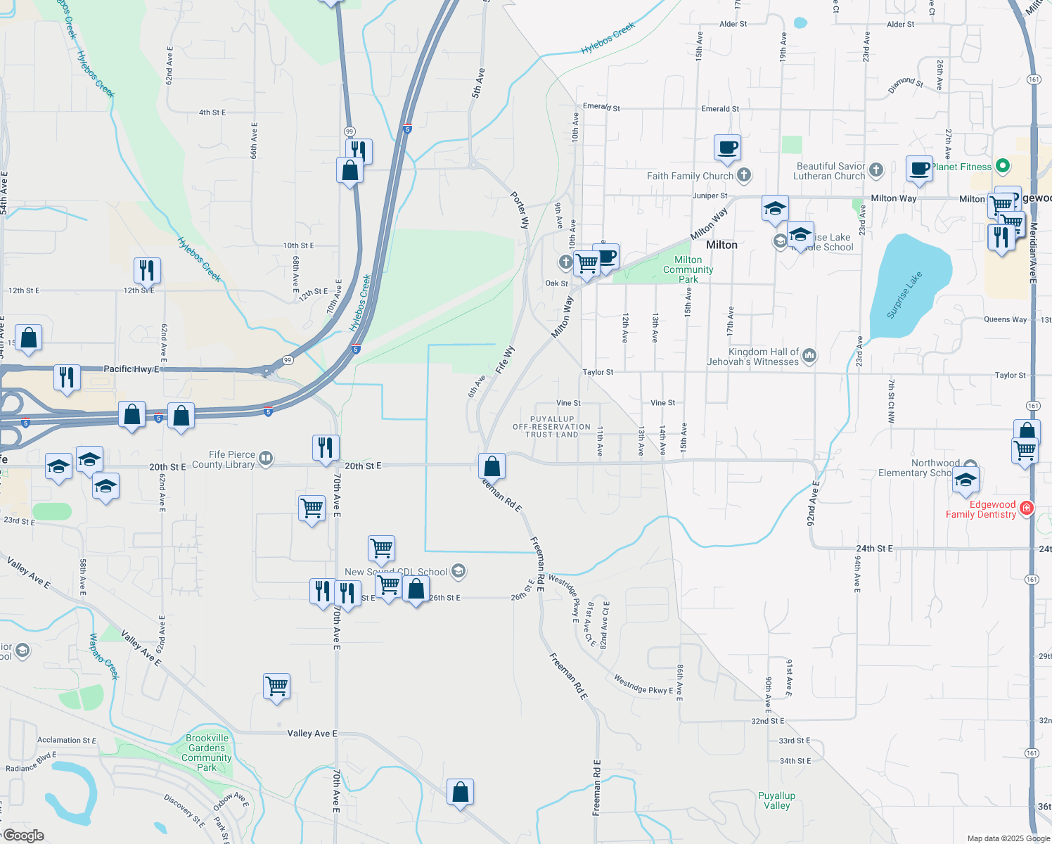 map of restaurants, bars, coffee shops, grocery stores, and more near 2308 7th Ave in Milton