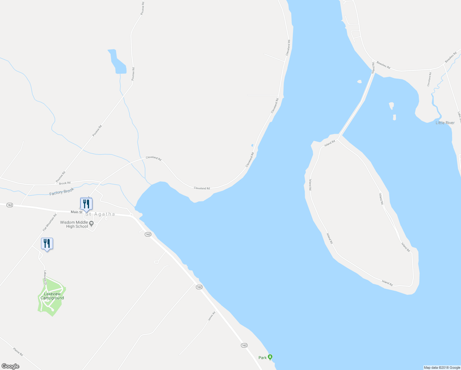 map of restaurants, bars, coffee shops, grocery stores, and more near 146 Cleveland Road in Saint Agatha