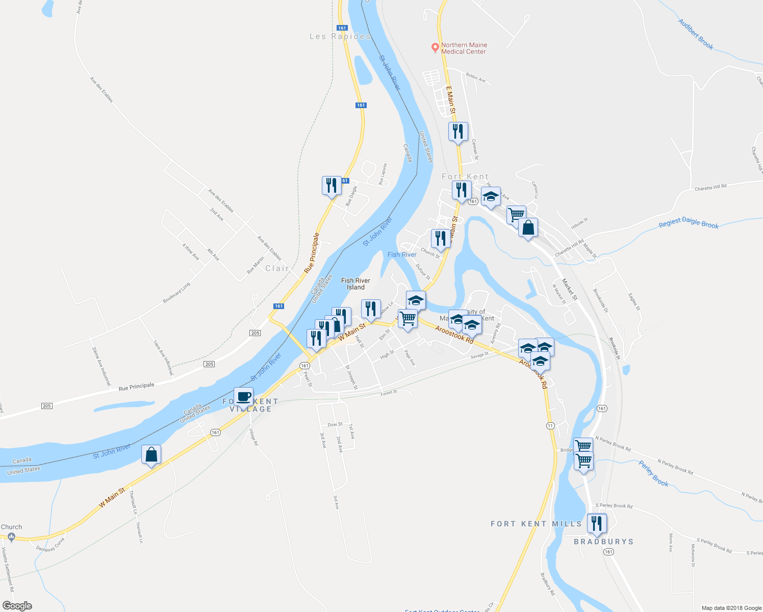 map of restaurants, bars, coffee shops, grocery stores, and more near 22 Grendell Road in Mapleton