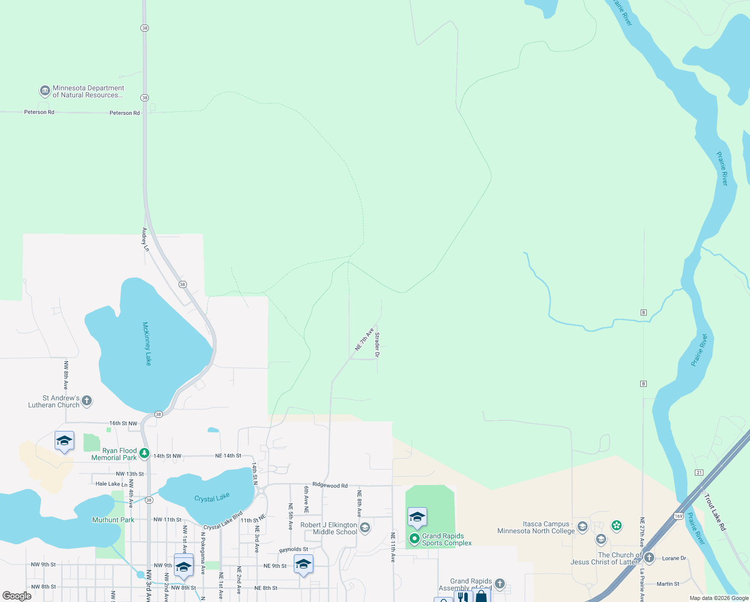 map of restaurants, bars, coffee shops, grocery stores, and more near 2113 Strader Drive in Grand Rapids