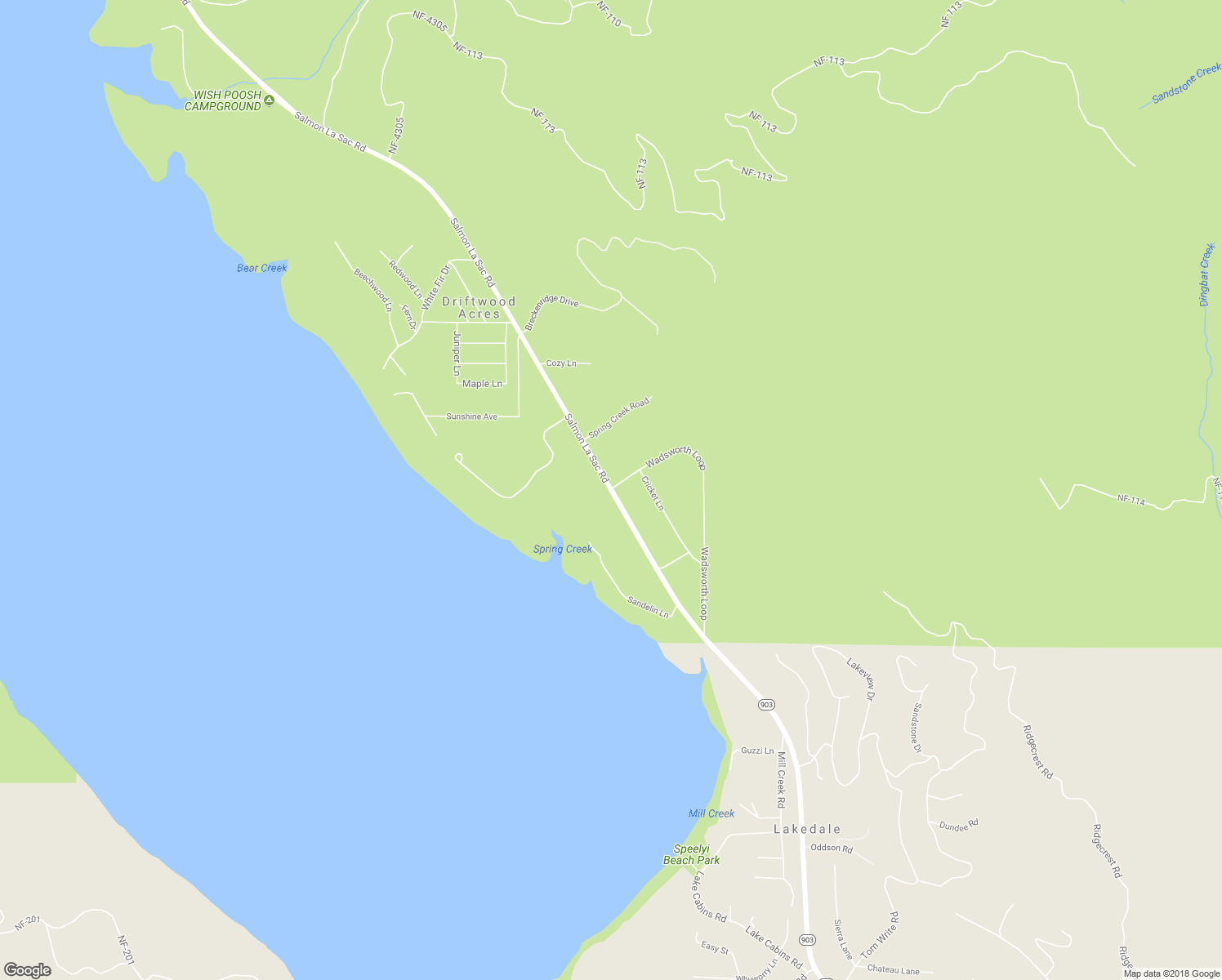 map of restaurants, bars, coffee shops, grocery stores, and more near 14997 Salmon La Sac Road in Ronald