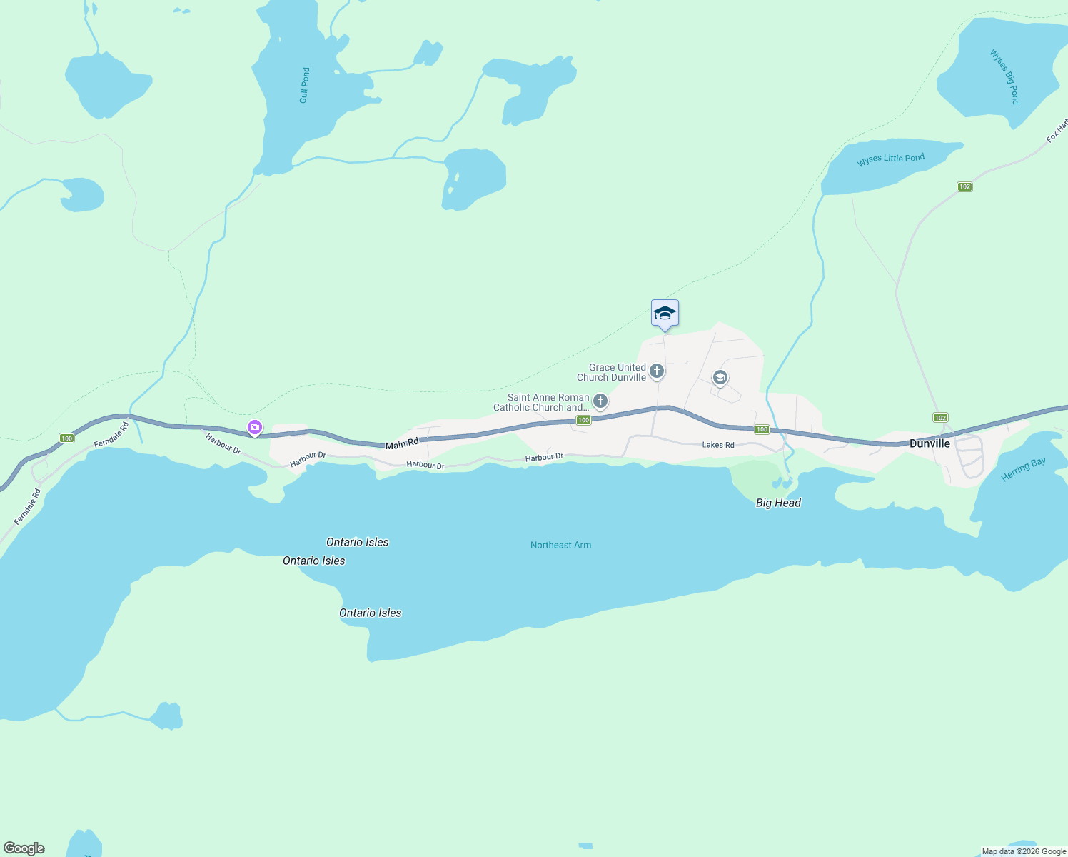 map of restaurants, bars, coffee shops, grocery stores, and more near 1295 Newfoundland and Labrador 100 in Dunville