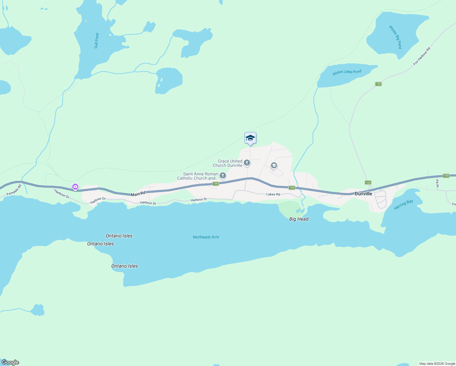 map of restaurants, bars, coffee shops, grocery stores, and more near 1241 Newfoundland and Labrador 100 in Dunville