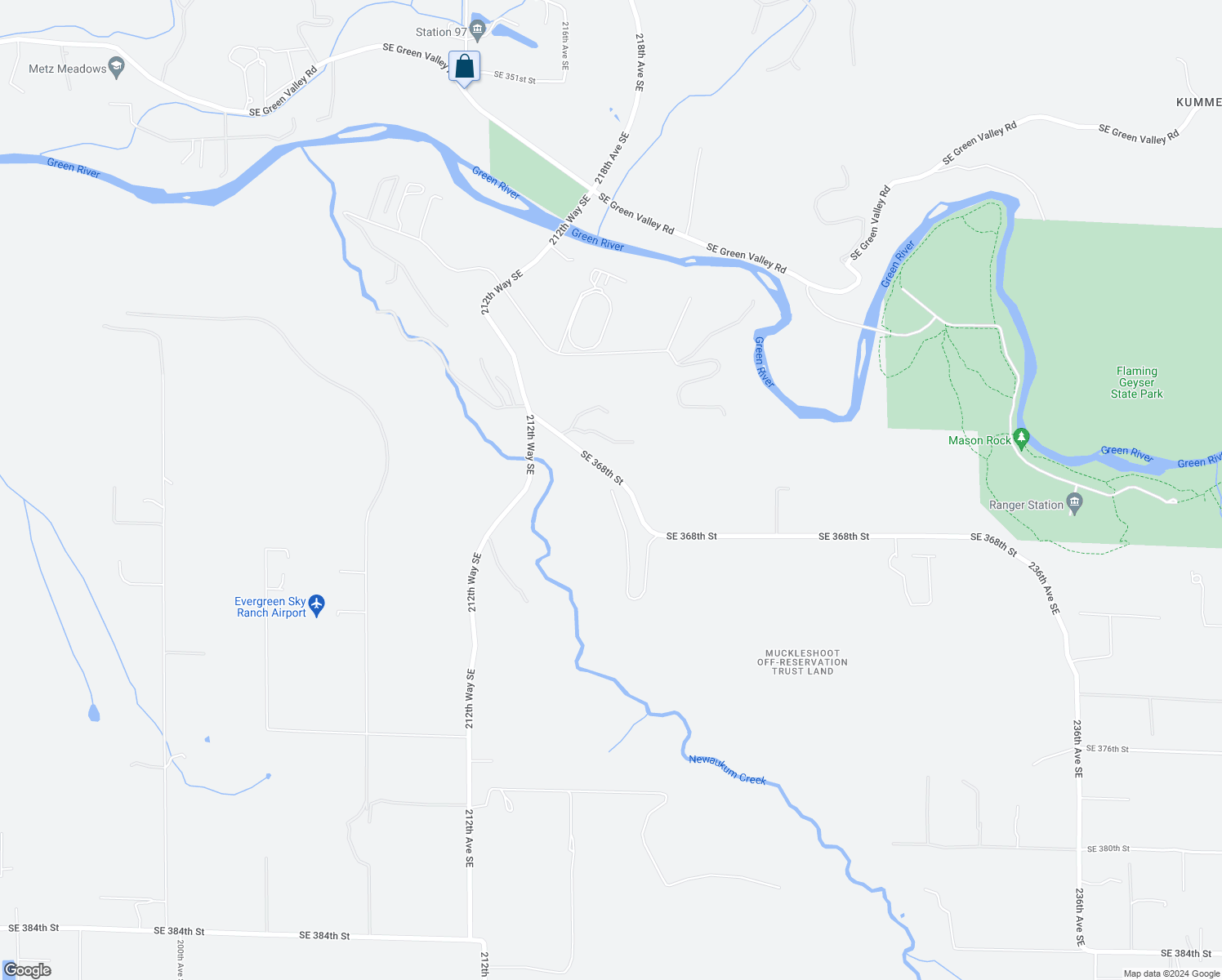map of restaurants, bars, coffee shops, grocery stores, and more near 29248 218th Avenue Southeast in Enumclaw