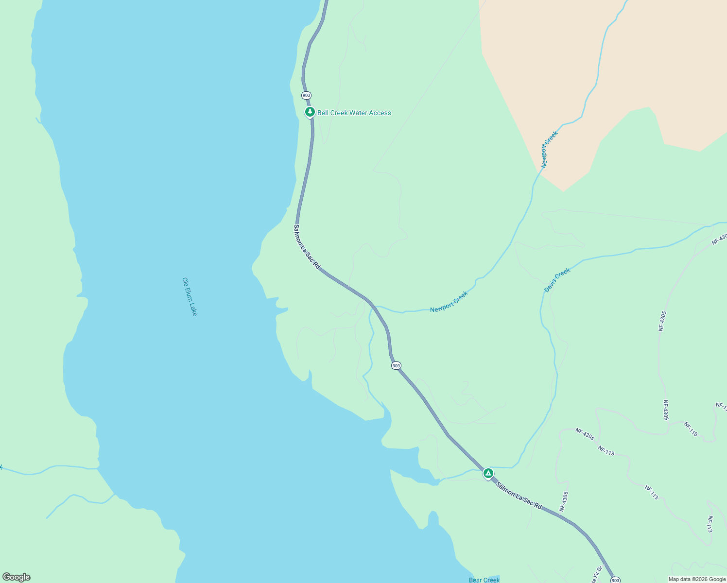 map of restaurants, bars, coffee shops, grocery stores, and more near 16843 Salmon La Sac Road in Ronald