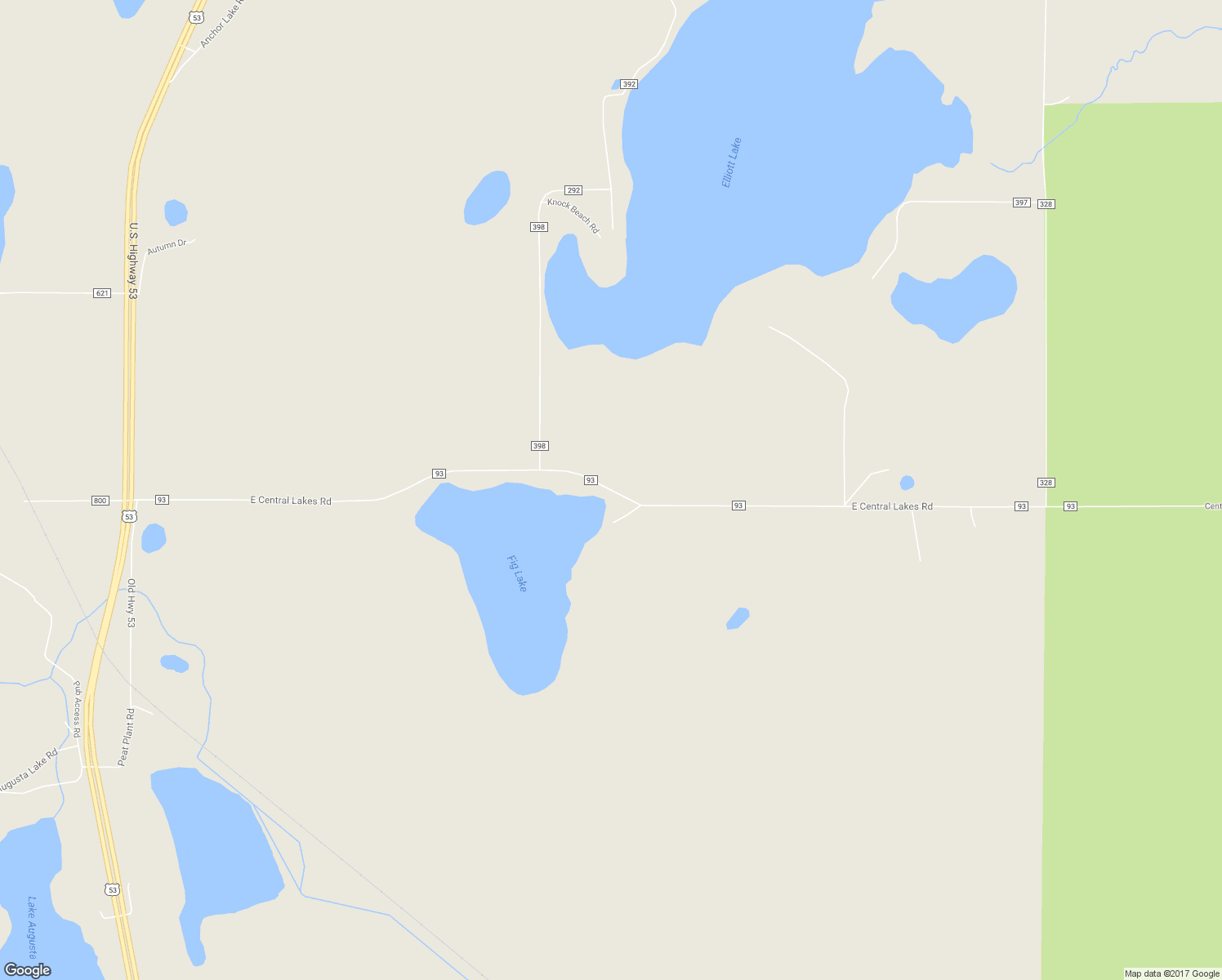 map of restaurants, bars, coffee shops, grocery stores, and more near East Central Lakes Road in Eveleth