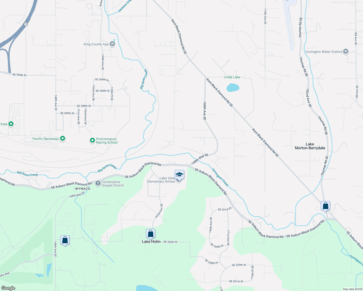 map of restaurants, bars, coffee shops, grocery stores, and more near 16519 Southeast 314th Street in Auburn