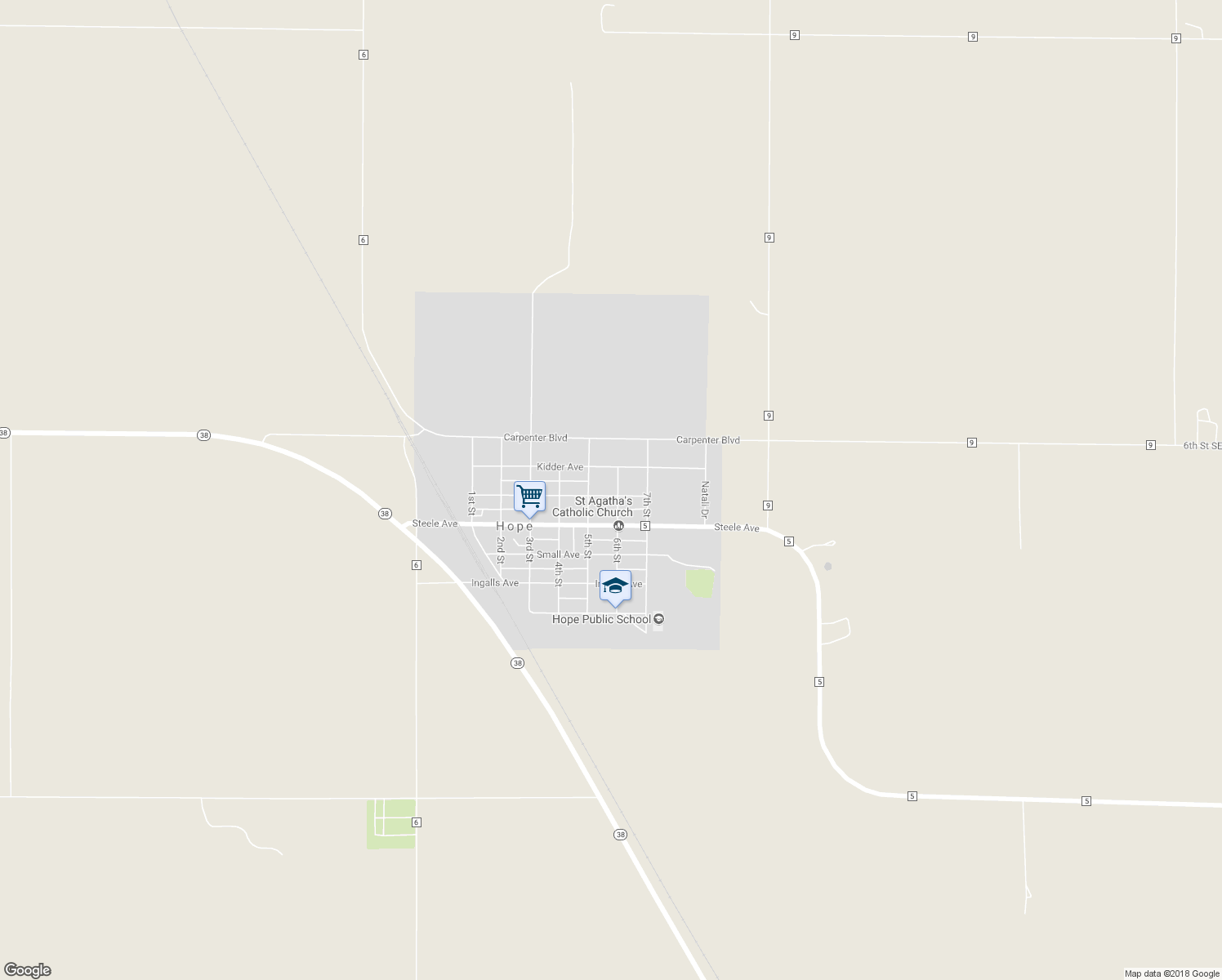 map of restaurants, bars, coffee shops, grocery stores, and more near 509 Hubbard Avenue in Hope