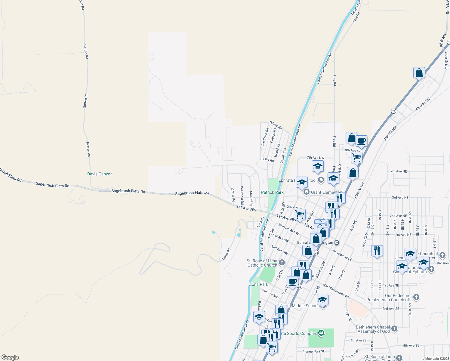 map of restaurants, bars, coffee shops, grocery stores, and more near 257 Statter Road in Ephrata