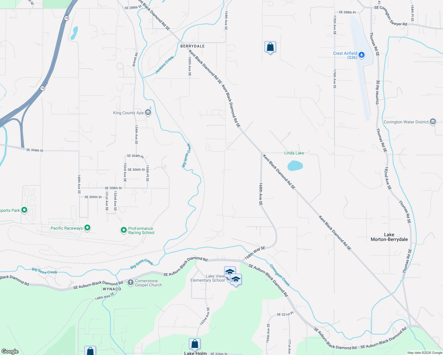 map of restaurants, bars, coffee shops, grocery stores, and more near 30625 164th Avenue Southeast in Auburn