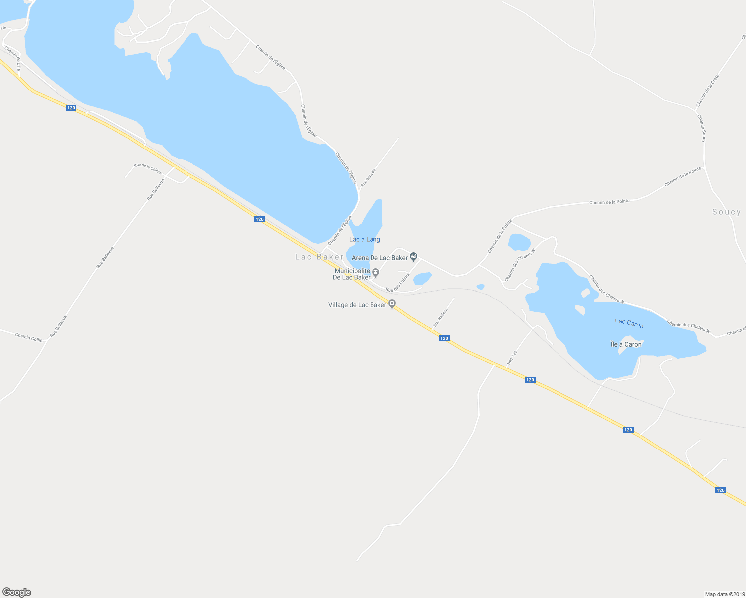 map of restaurants, bars, coffee shops, grocery stores, and more near 5474 Rue Centrale in Lac-Baker