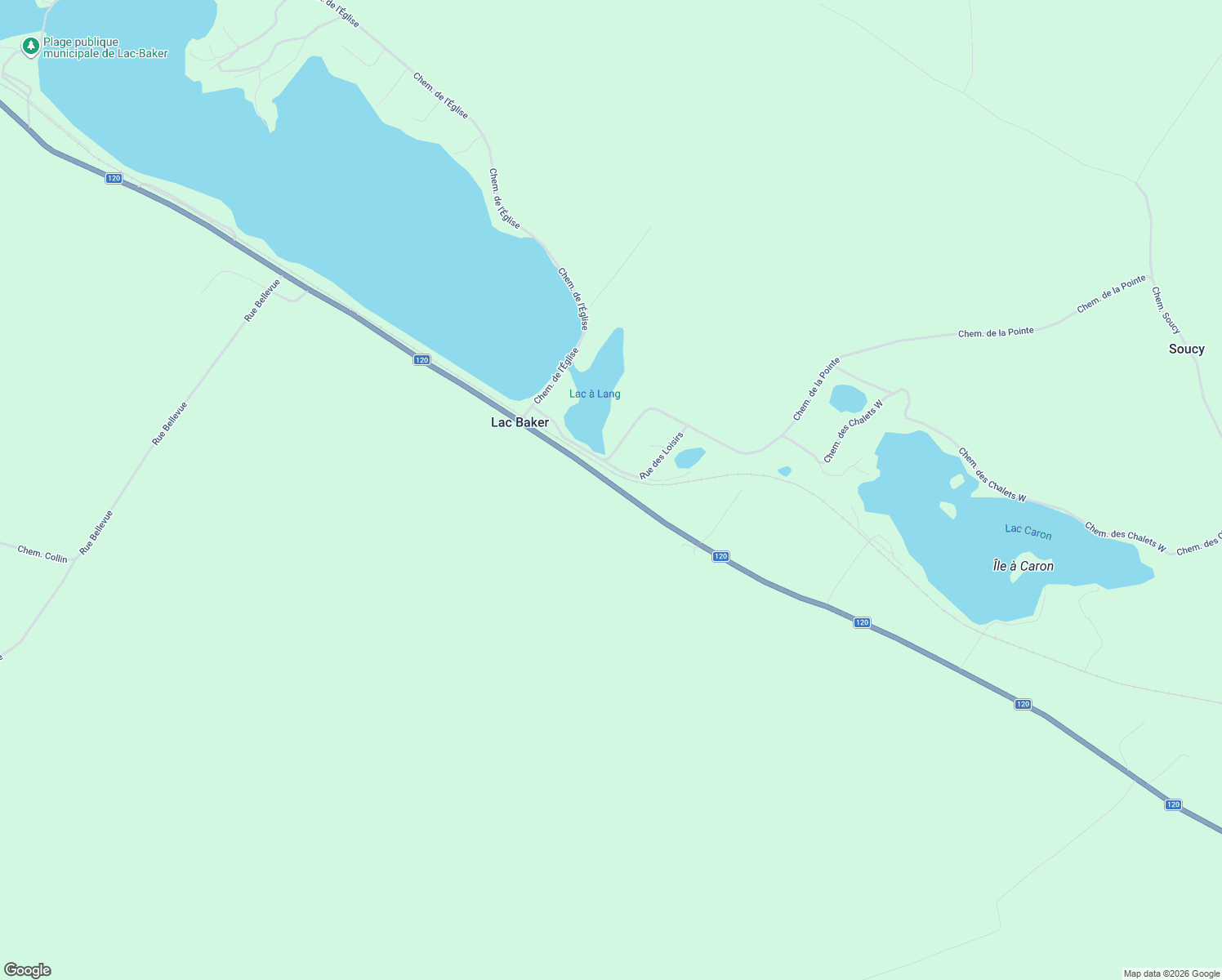 map of restaurants, bars, coffee shops, grocery stores, and more near 5474 Rue Centrale in Lac-Baker