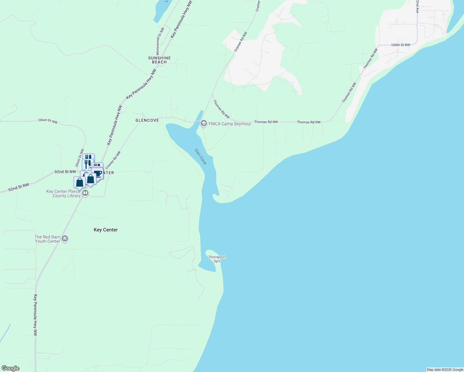 map of restaurants, bars, coffee shops, grocery stores, and more near 14310 90th Street Court Northwest in Gig Harbor