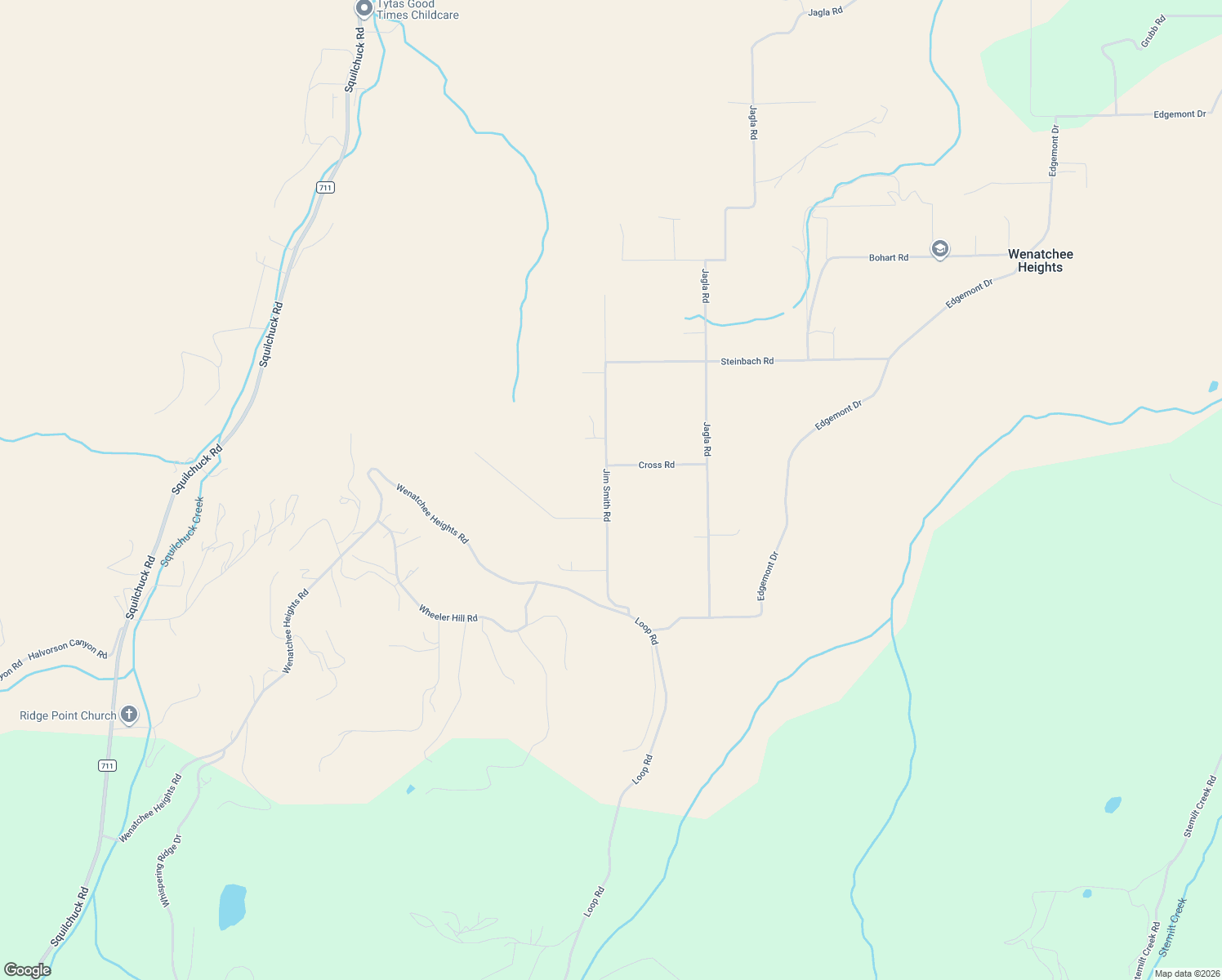 map of restaurants, bars, coffee shops, grocery stores, and more near 4105 Jim Smith Road in Wenatchee
