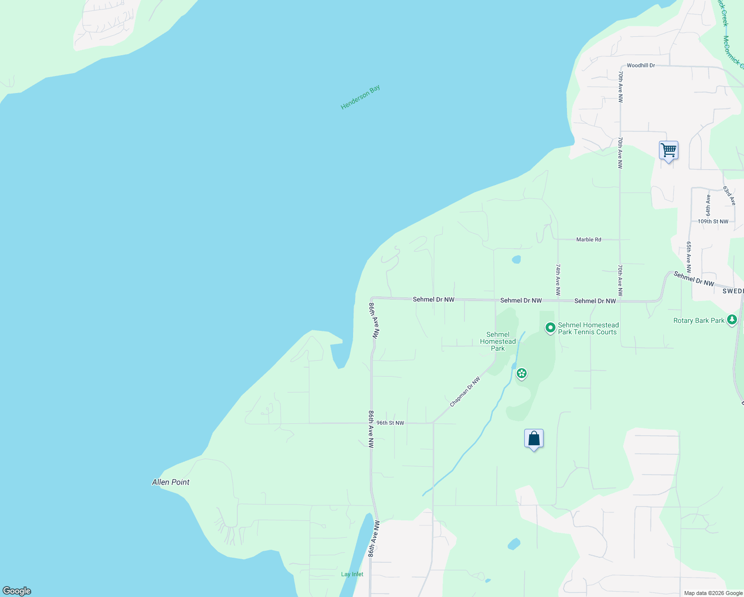 map of restaurants, bars, coffee shops, grocery stores, and more near 13615 86th Avenue Northwest in Gig Harbor