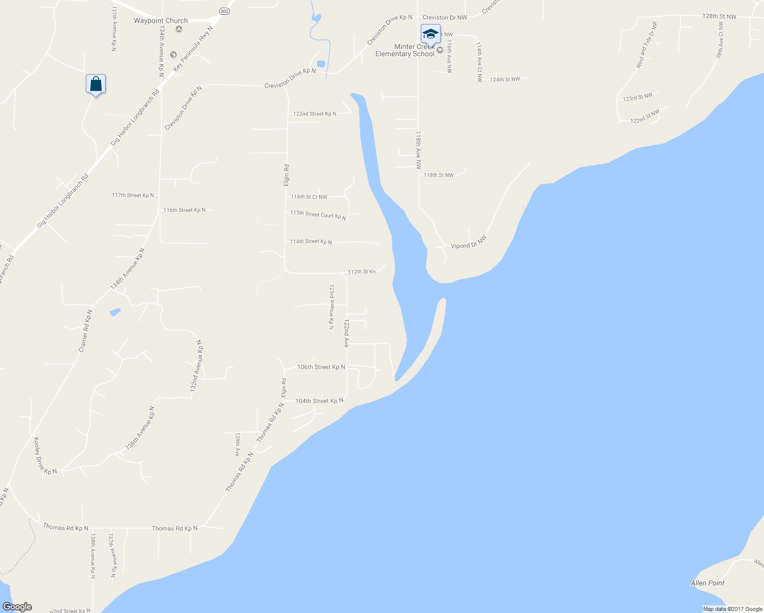 map of restaurants, bars, coffee shops, grocery stores, and more near 10921 121st Avenue Kp North in Gig Harbor