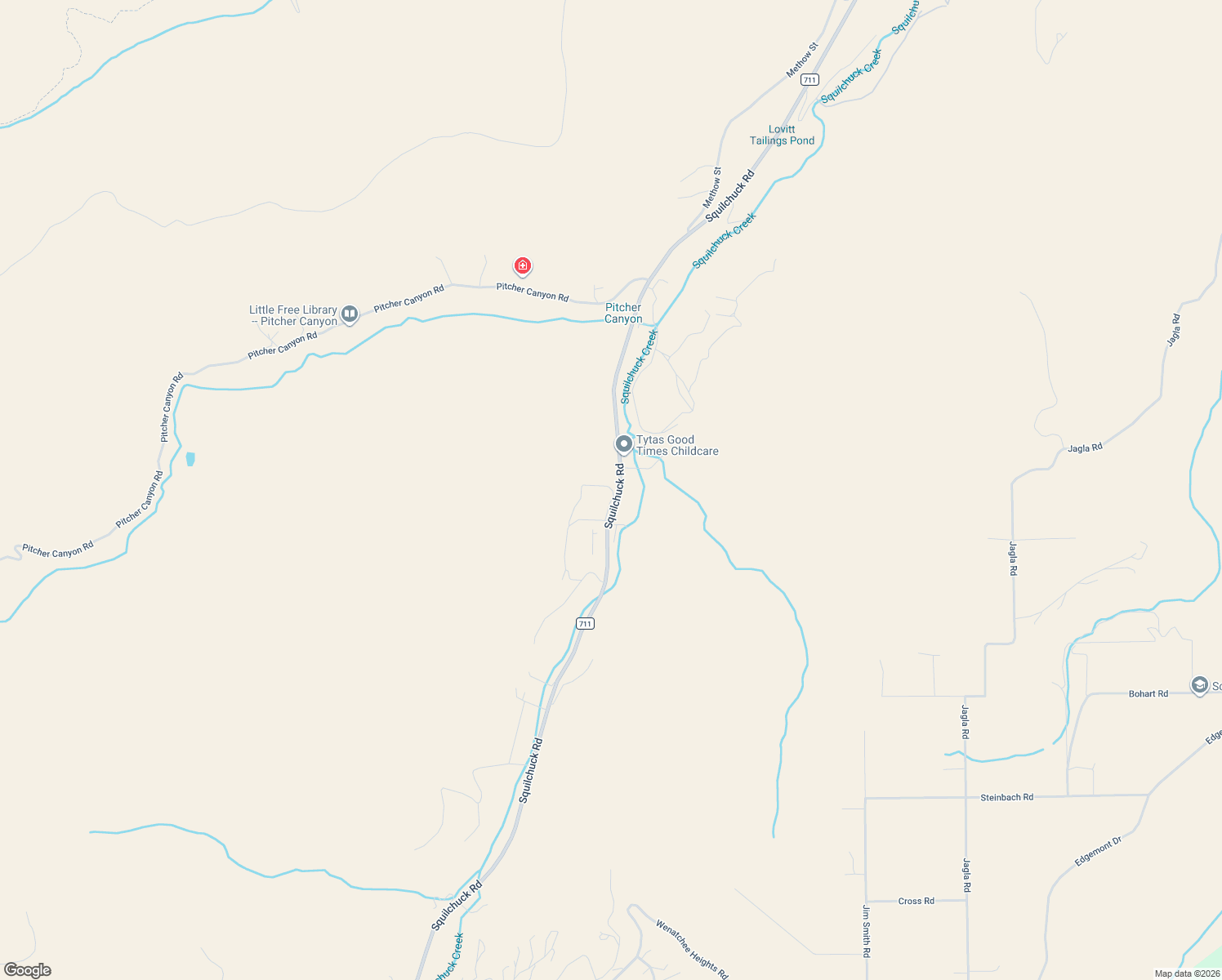 map of restaurants, bars, coffee shops, grocery stores, and more near 3394 Squilchuck Road in Wenatchee
