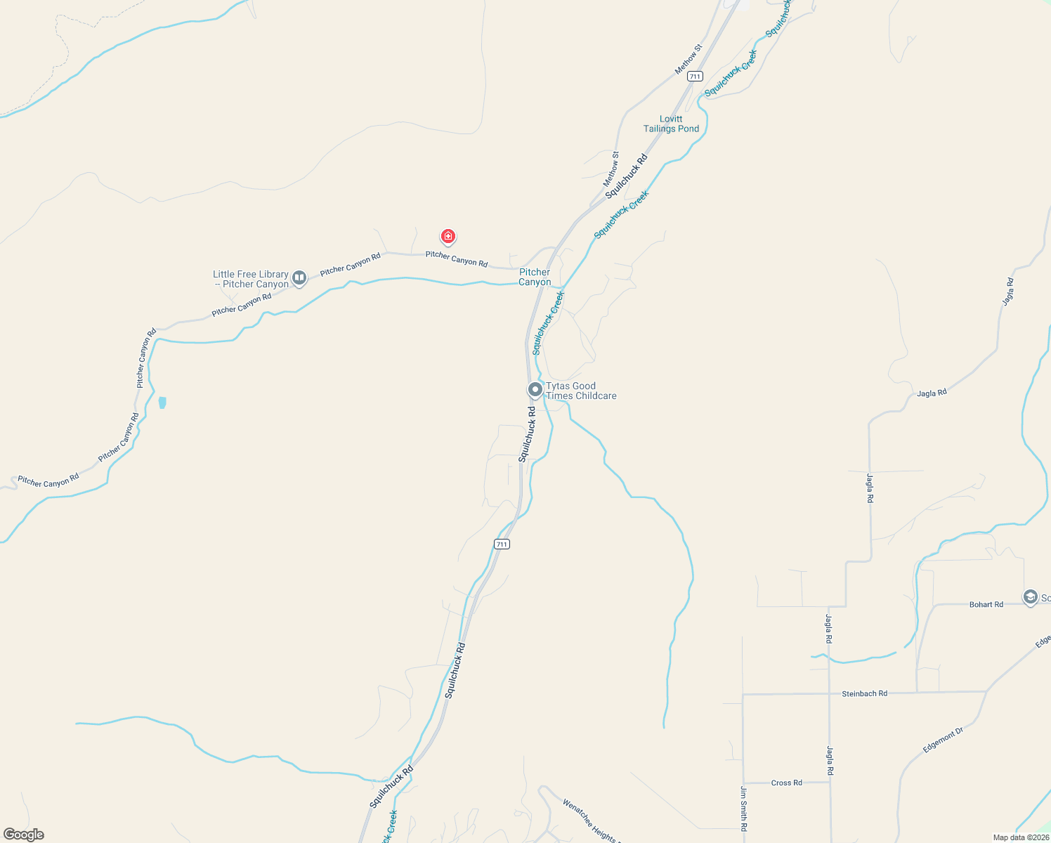 map of restaurants, bars, coffee shops, grocery stores, and more near 3394 Squilchuck Road in Wenatchee