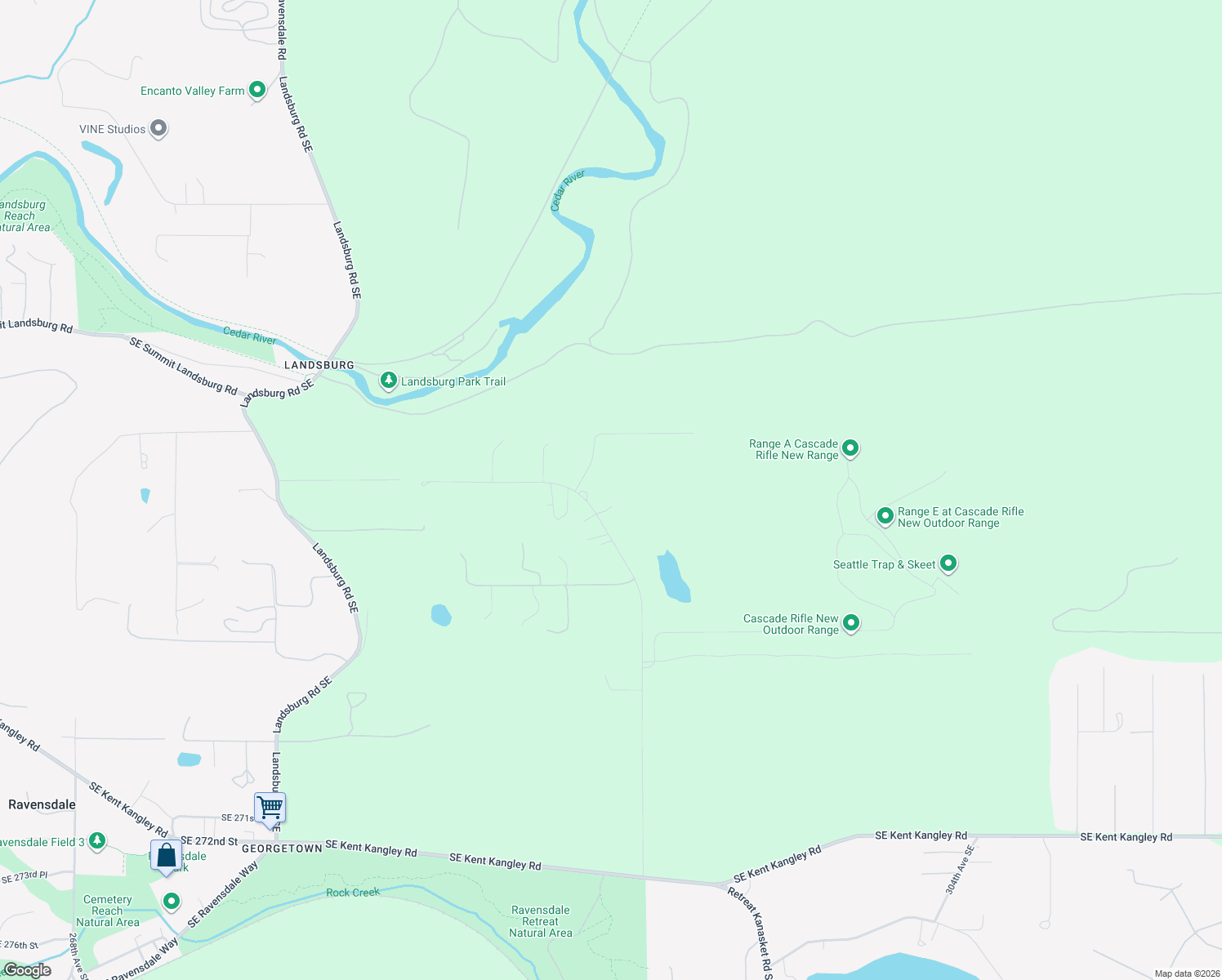 map of restaurants, bars, coffee shops, grocery stores, and more near 25820 292nd Avenue Southeast in Ravensdale