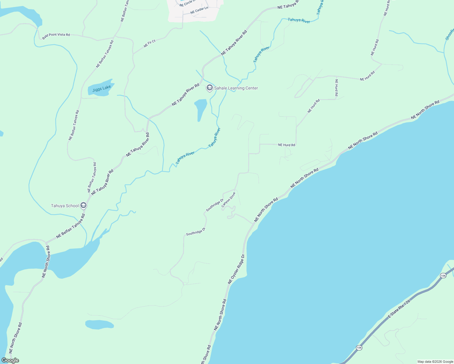 map of restaurants, bars, coffee shops, grocery stores, and more near 62 Southridge Drive in Belfair