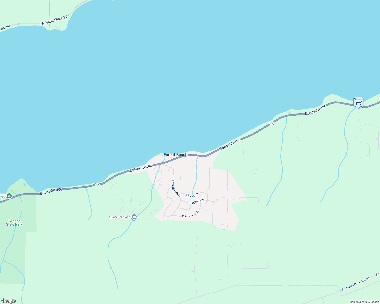 map of restaurants, bars, coffee shops, grocery stores, and more near 13691 Washington 106 in Belfair