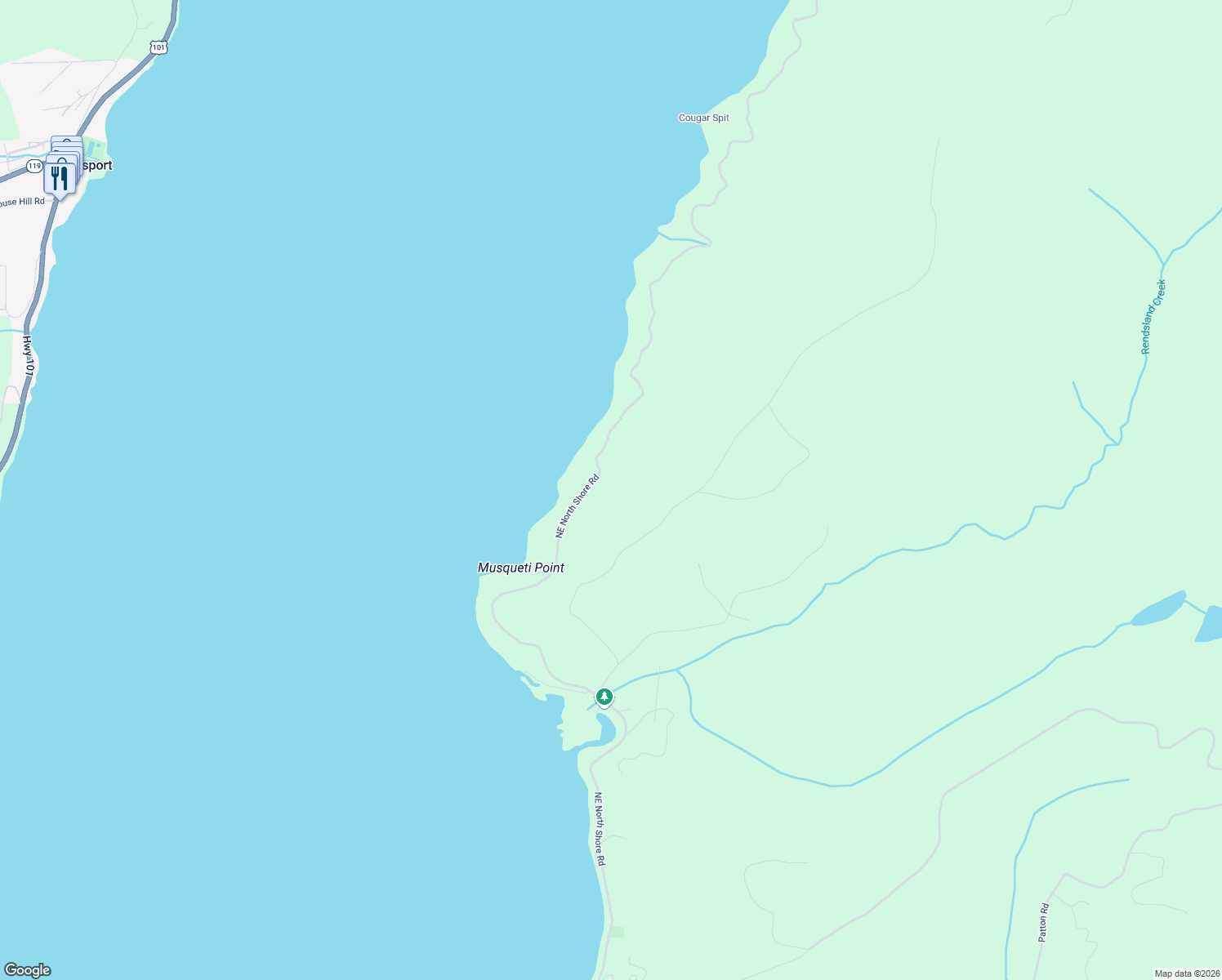 map of restaurants, bars, coffee shops, grocery stores, and more near 19691 Northeast North Shore Road in Tahuya