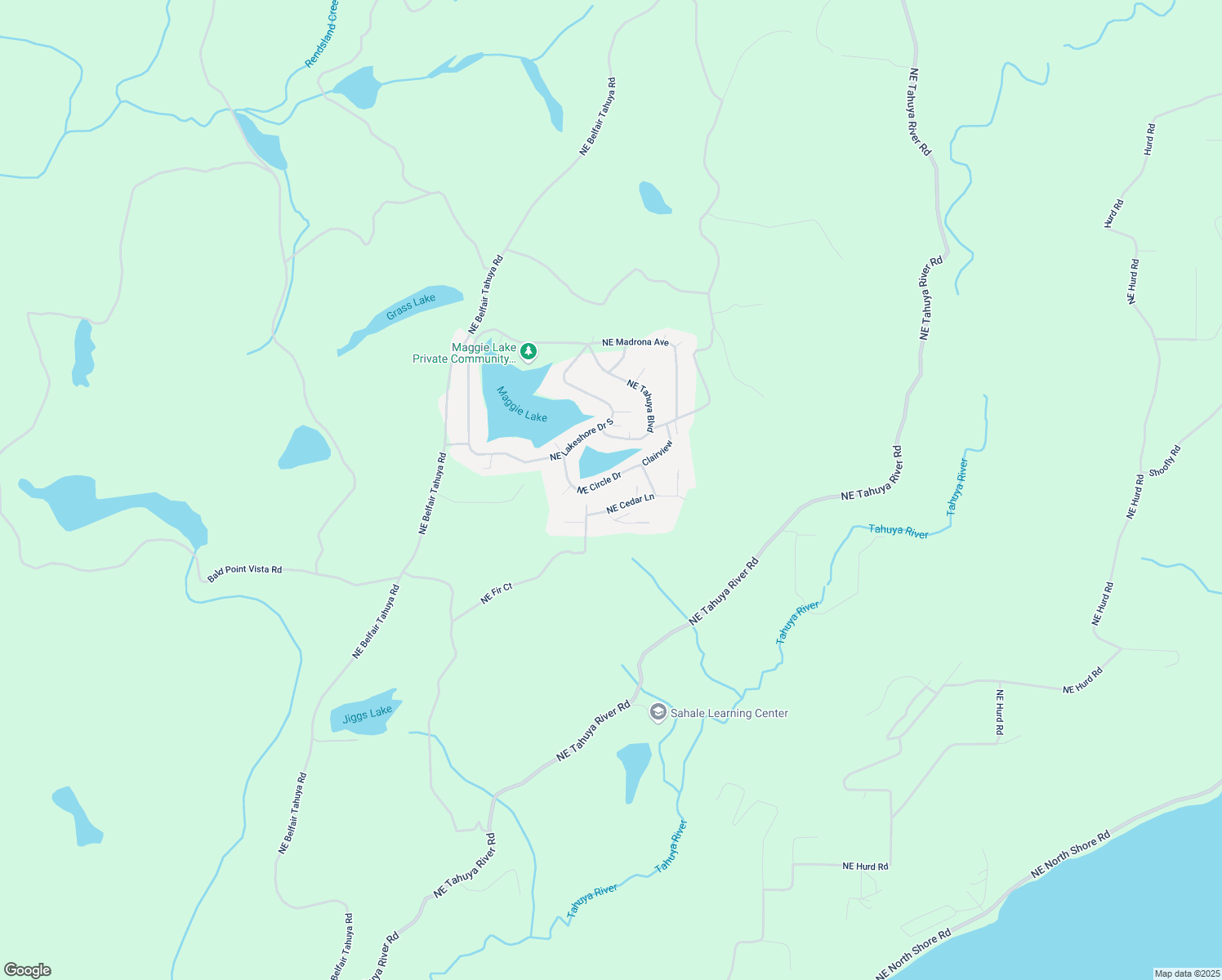 map of restaurants, bars, coffee shops, grocery stores, and more near 240 Northeast Circle Drive in Tahuya
