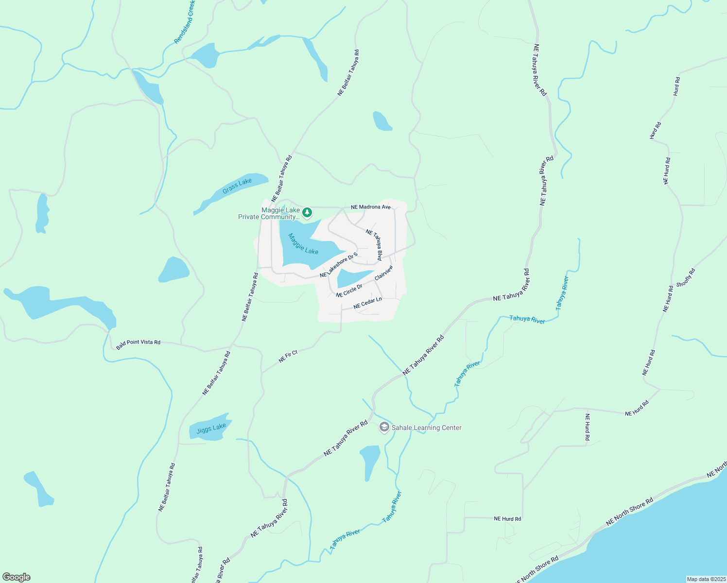 map of restaurants, bars, coffee shops, grocery stores, and more near 240 Northeast Circle Drive in Tahuya