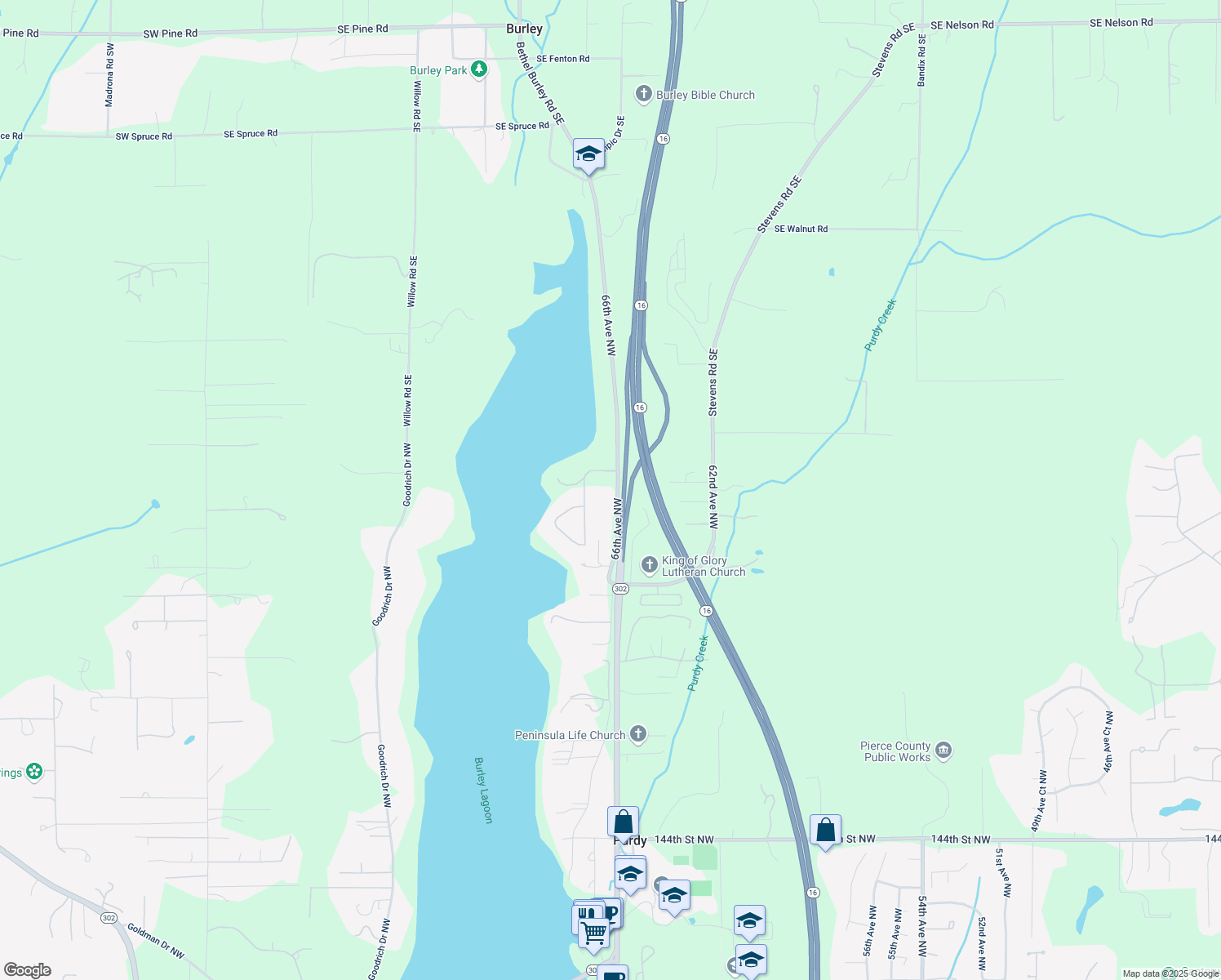 map of restaurants, bars, coffee shops, grocery stores, and more near 15720 66th Avenue Northwest in Gig Harbor