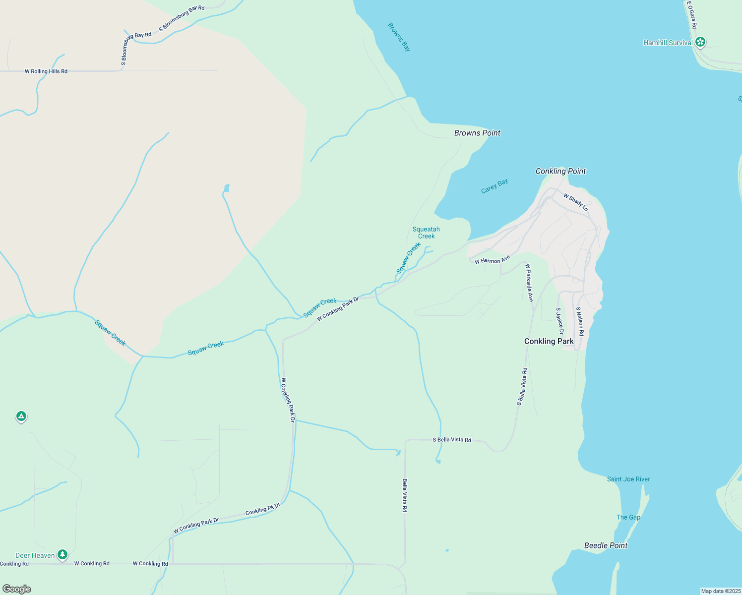 map of restaurants, bars, coffee shops, grocery stores, and more near West Conkling Park Drive in Kootenai County