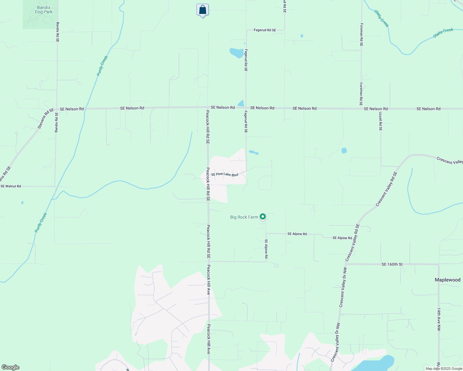 map of restaurants, bars, coffee shops, grocery stores, and more near 15215 Peacock Hill Road Southeast in Olalla