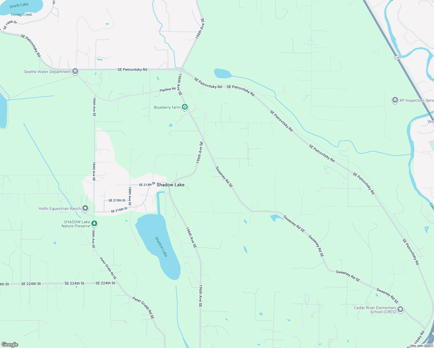 map of restaurants, bars, coffee shops, grocery stores, and more near 21201 Sweeney Road Southeast in Maple Valley