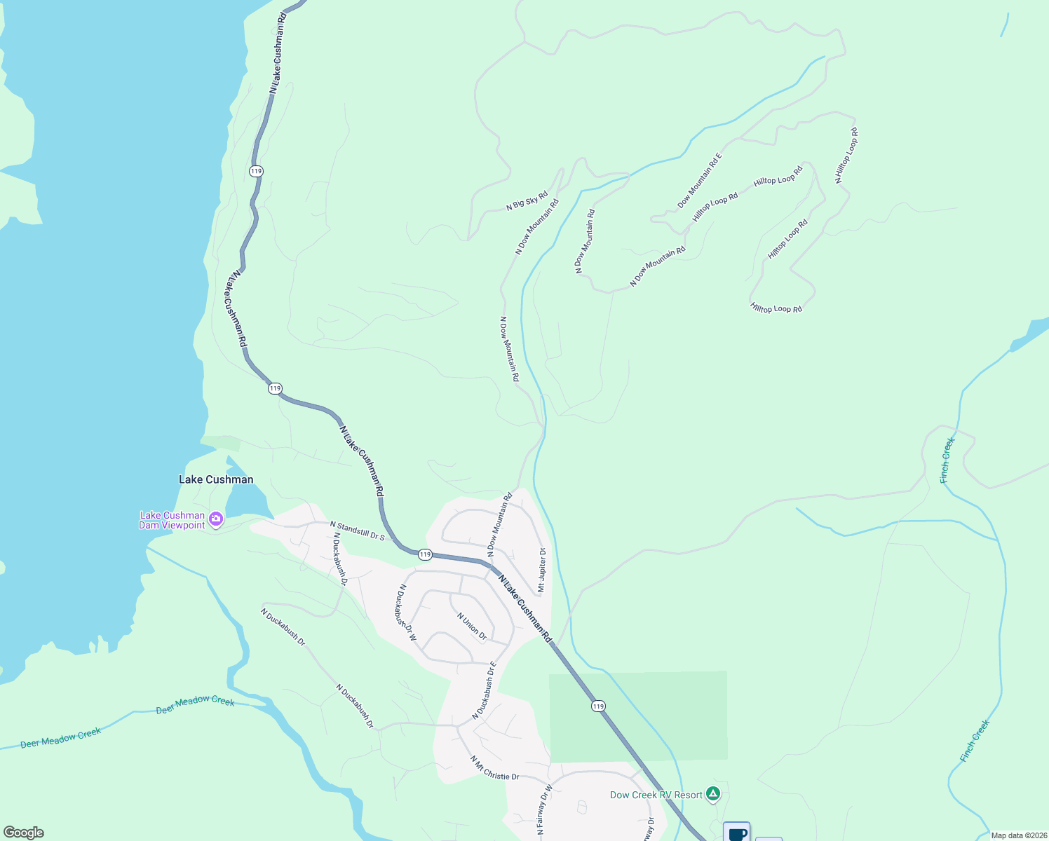 map of restaurants, bars, coffee shops, grocery stores, and more near 460 North Eastside Drive in Hoodsport