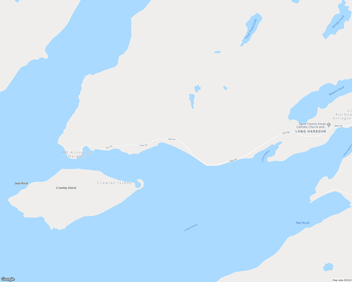 map of restaurants, bars, coffee shops, grocery stores, and more near 739 Main Road in Long Harbour-Mount Arlington Heights