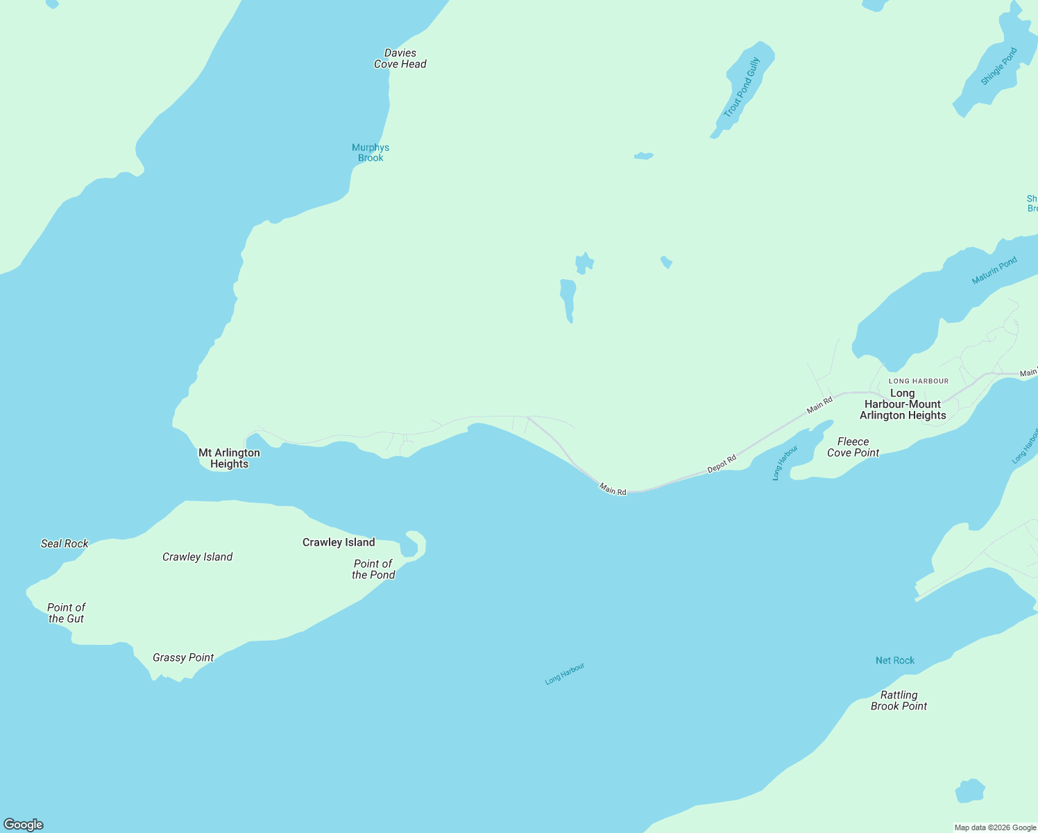 map of restaurants, bars, coffee shops, grocery stores, and more near 739 Main Road in Long Harbour-Mount Arlington Heights