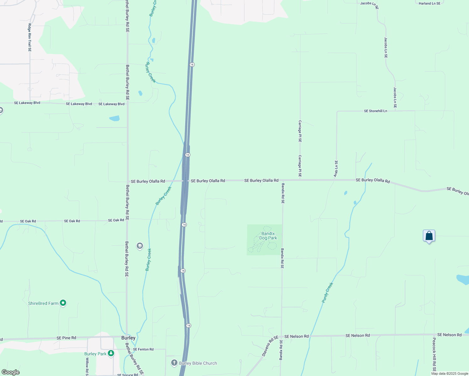 map of restaurants, bars, coffee shops, grocery stores, and more near 2650 SE Burley Olalla Rd in Olalla