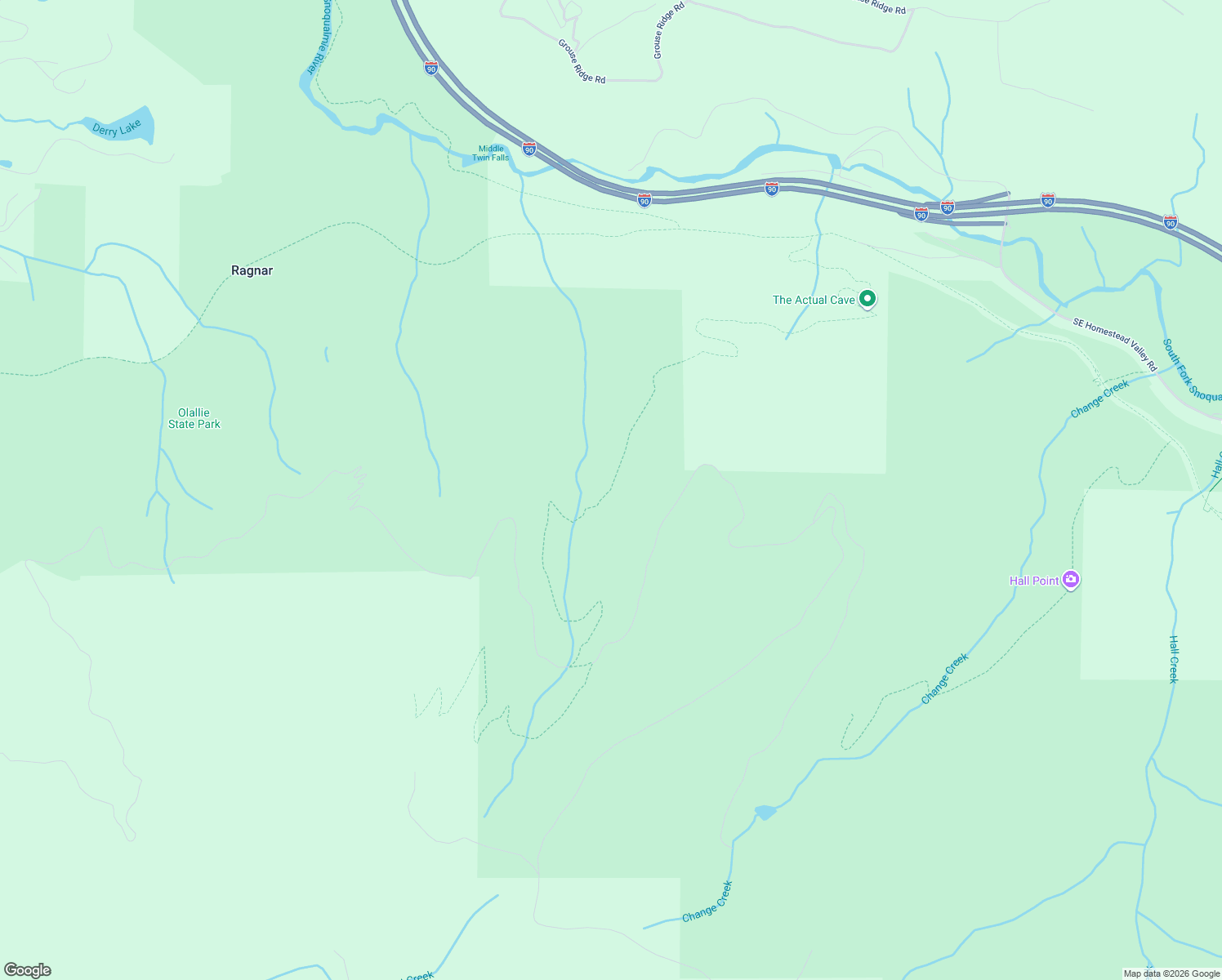 map of restaurants, bars, coffee shops, grocery stores, and more near Mount Washington Trail in North Bend