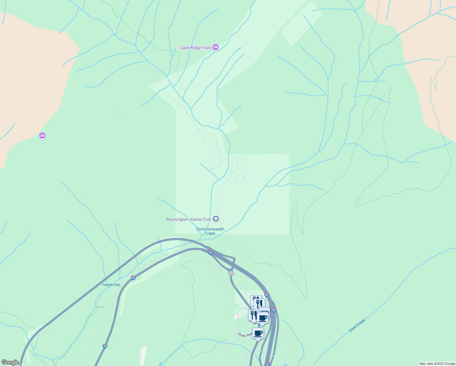 map of restaurants, bars, coffee shops, grocery stores, and more near 5 Saint Anton Strasse in Snoqualmie Pass