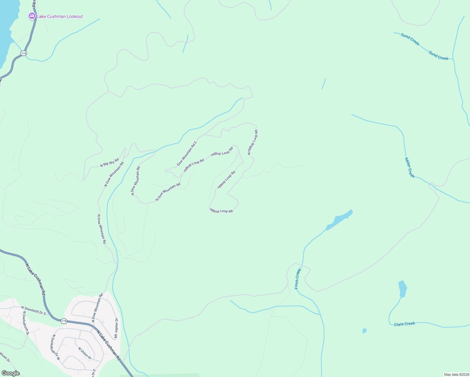 map of restaurants, bars, coffee shops, grocery stores, and more near Hilltop Loop Road in Hoodsport