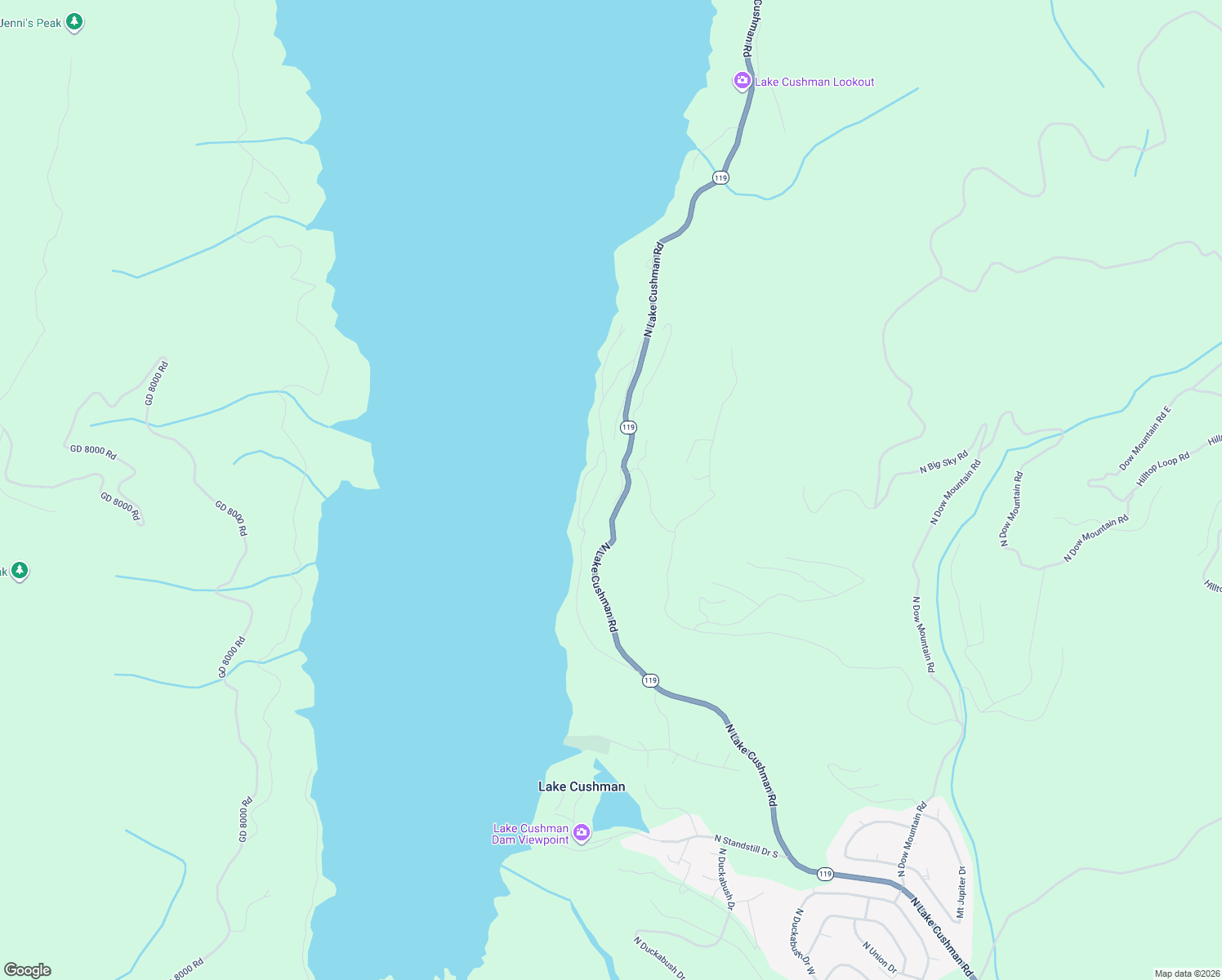 map of restaurants, bars, coffee shops, grocery stores, and more near 100 Rim View Place in Hoodsport