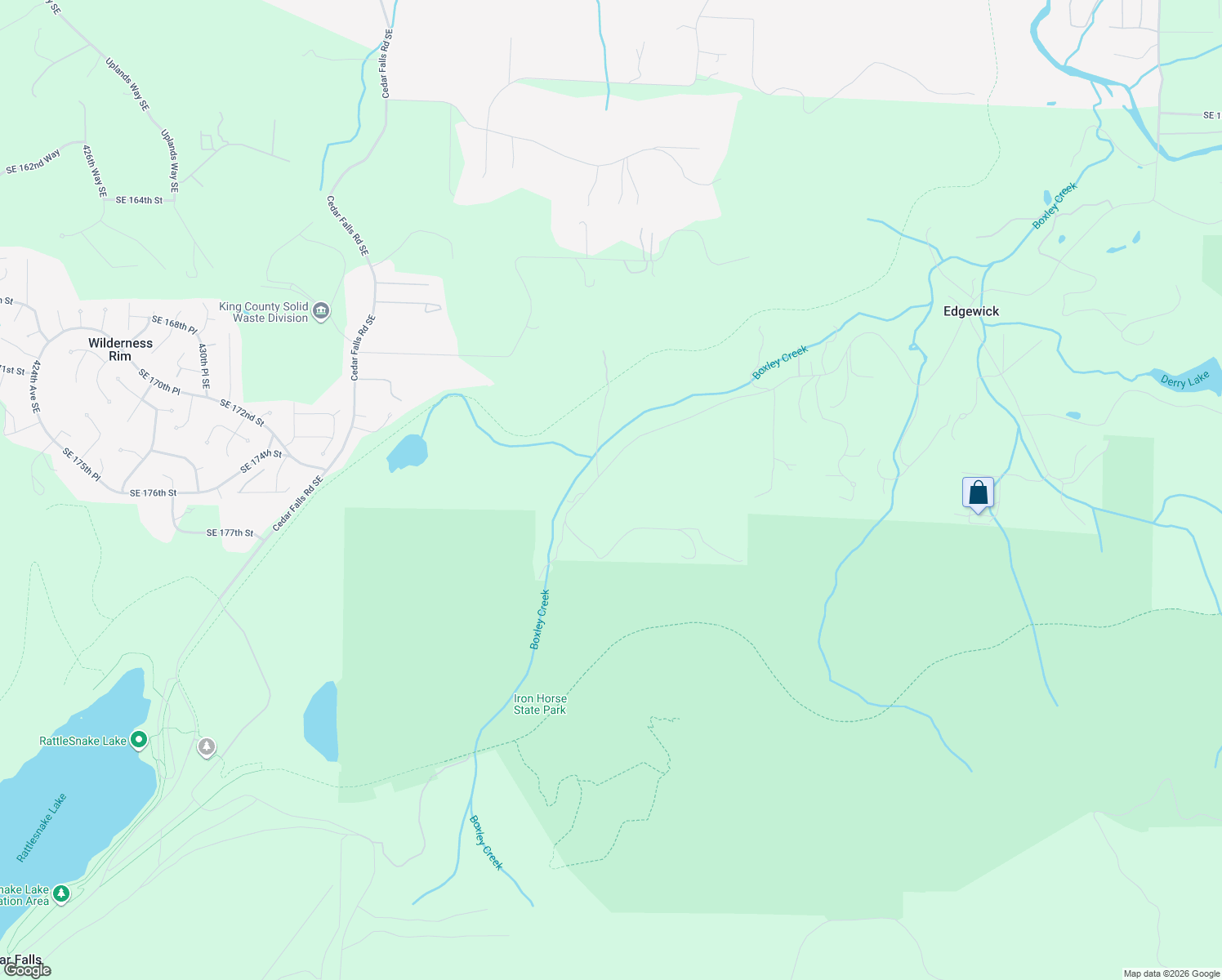 map of restaurants, bars, coffee shops, grocery stores, and more near 44665 Southeast Edgewick Road in North Bend