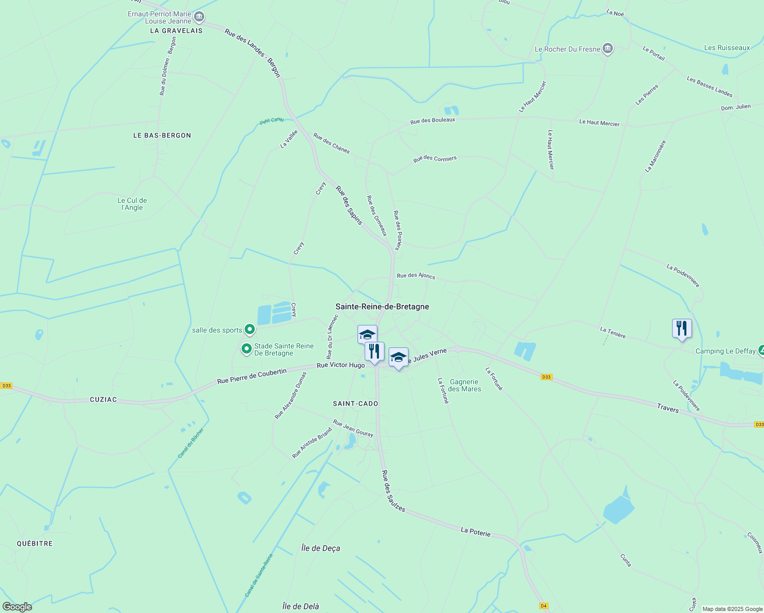 map of restaurants, bars, coffee shops, grocery stores, and more near in Sainte-Reine-de-Bretagne