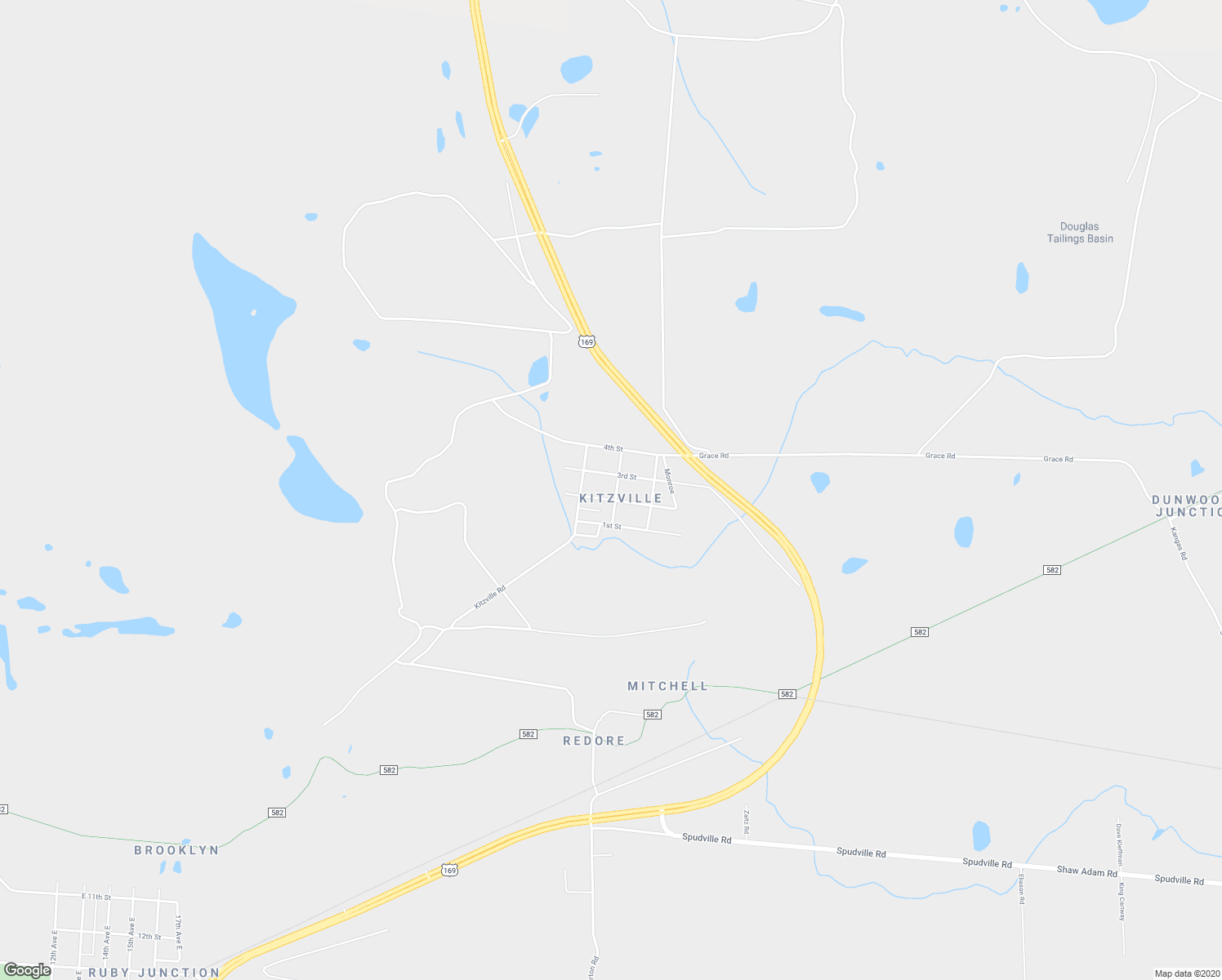 map of restaurants, bars, coffee shops, grocery stores, and more near 305 Mitchell Avenue in Hibbing