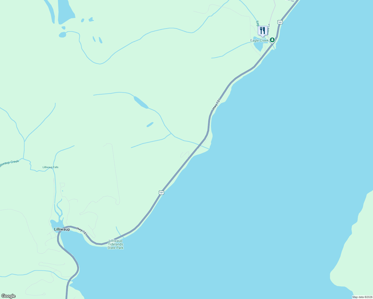 map of restaurants, bars, coffee shops, grocery stores, and more near 50 North Rubio Drive in Lilliwaup
