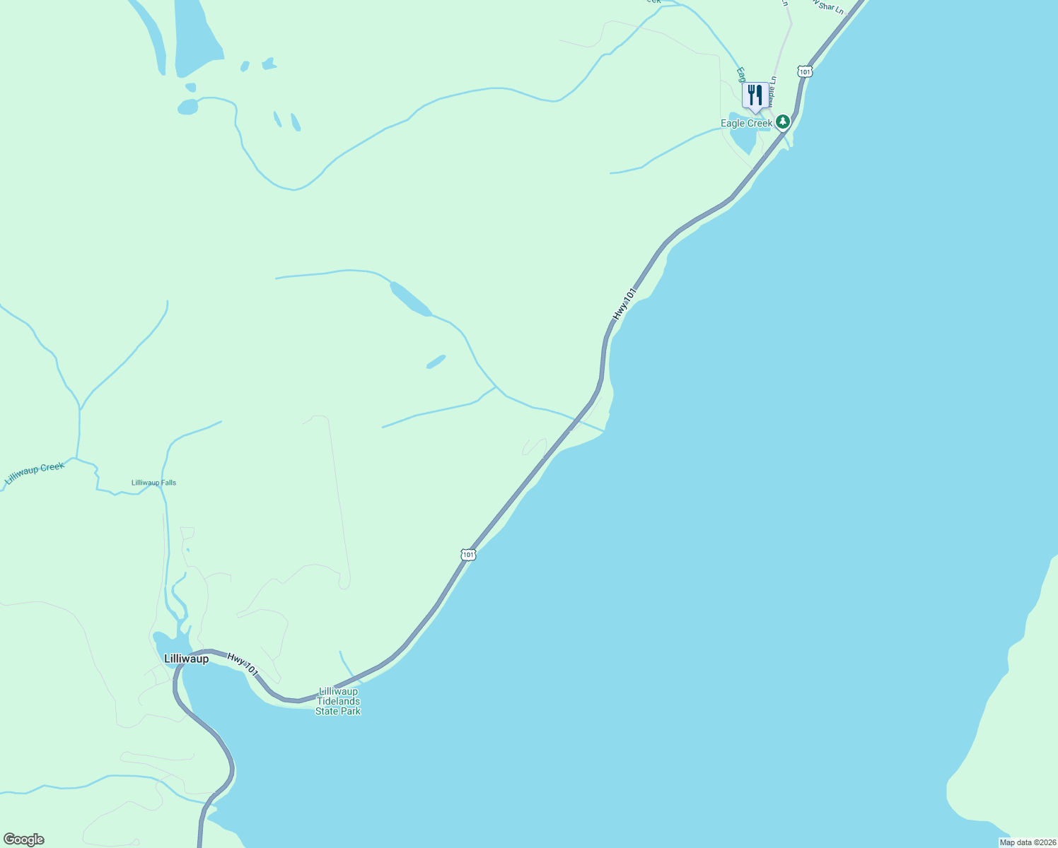 map of restaurants, bars, coffee shops, grocery stores, and more near 50 North Rubio Drive in Lilliwaup