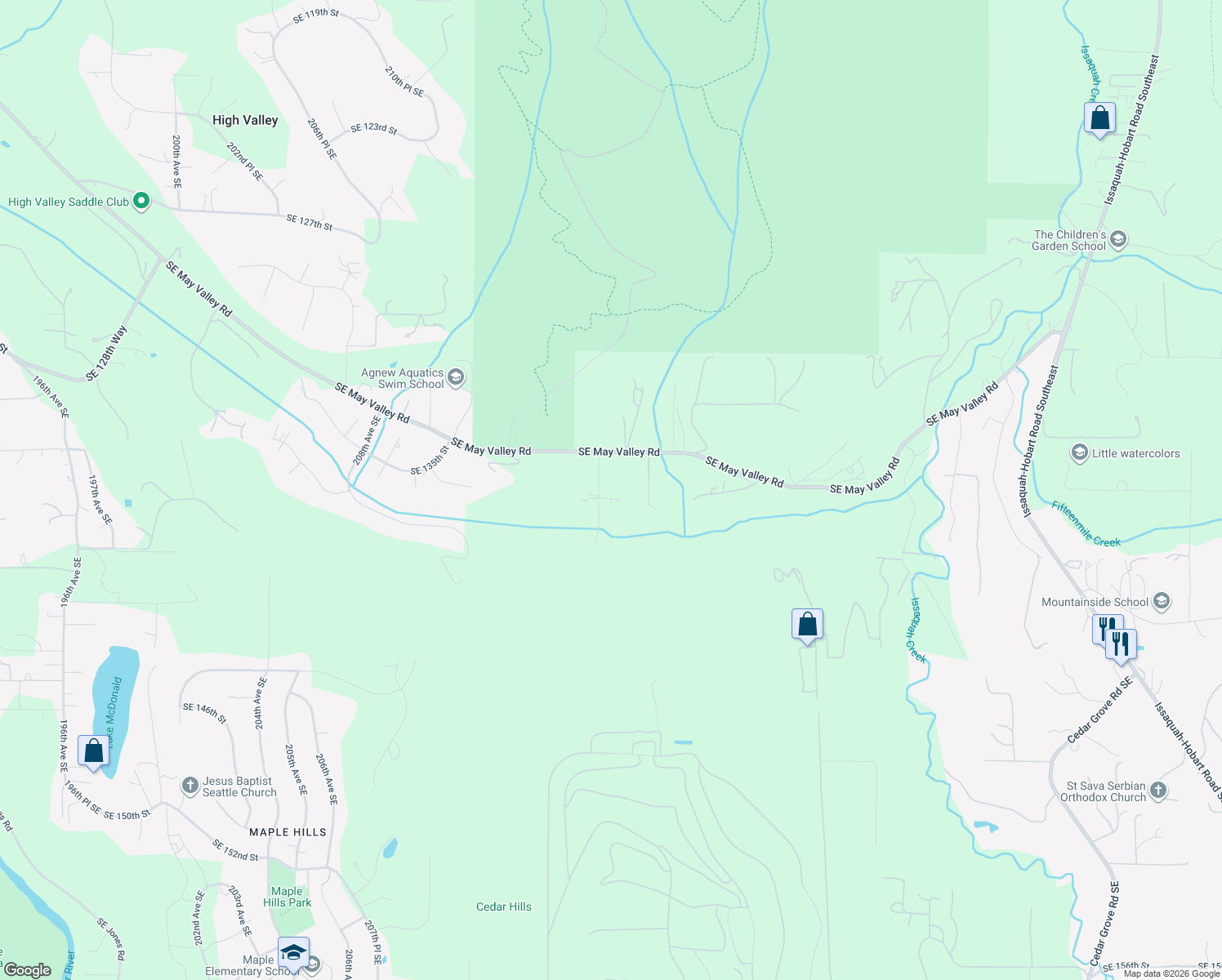 map of restaurants, bars, coffee shops, grocery stores, and more near 13714 217th Avenue Southeast in Issaquah
