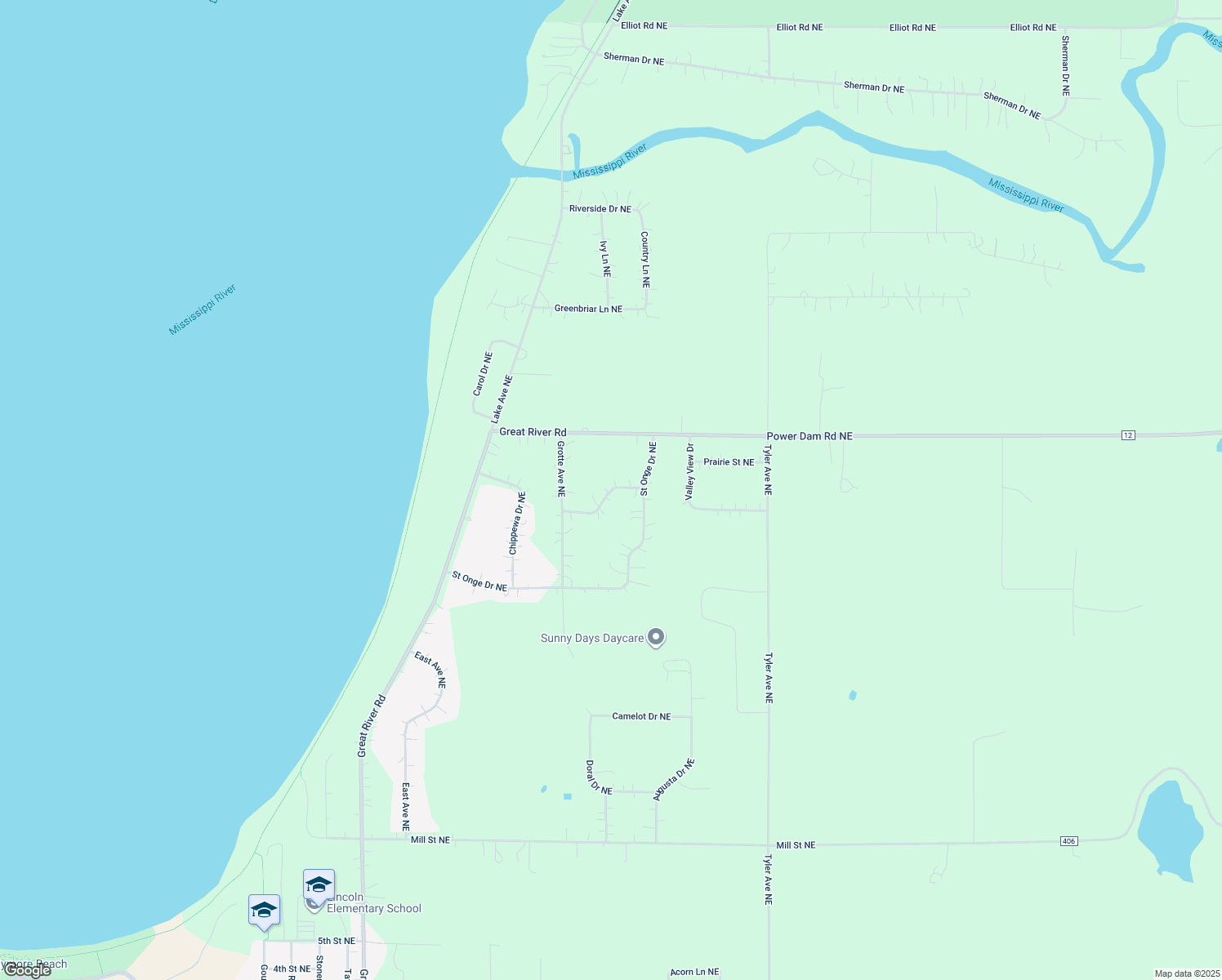 map of restaurants, bars, coffee shops, grocery stores, and more near 3411 Highland Drive Northeast in Bemidji