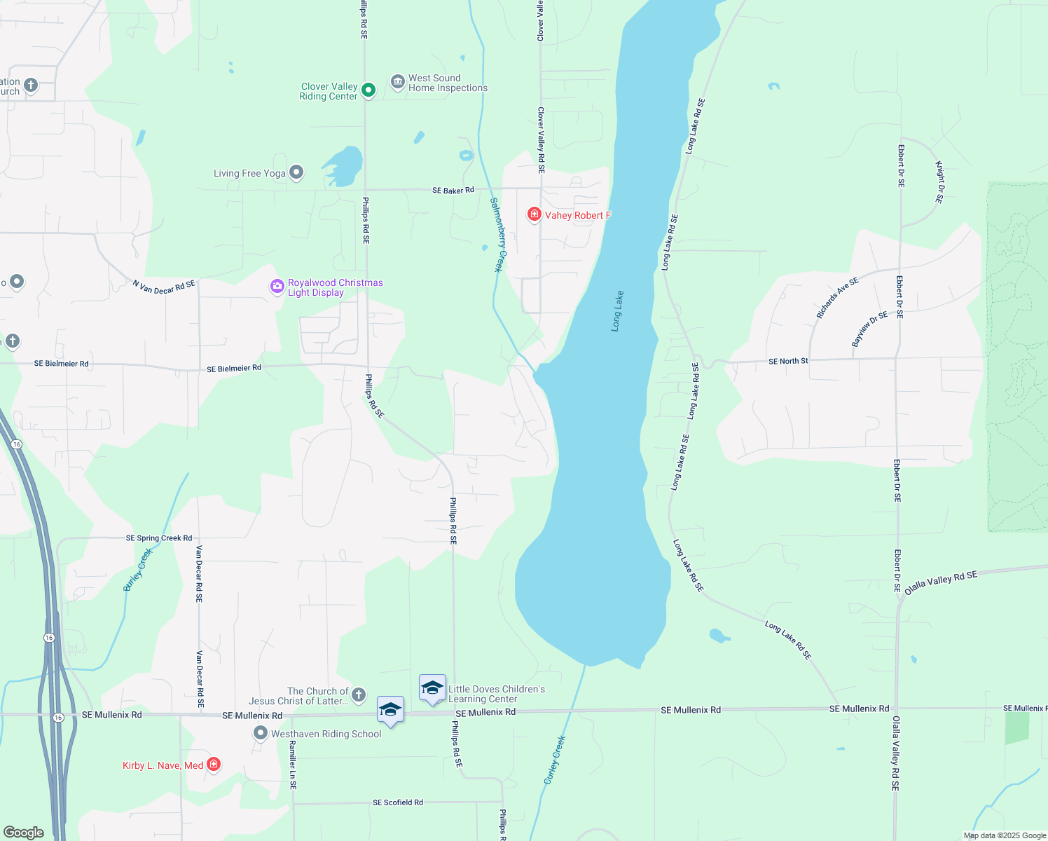 map of restaurants, bars, coffee shops, grocery stores, and more near 7450 Clover Valley Road Southeast in Port Orchard