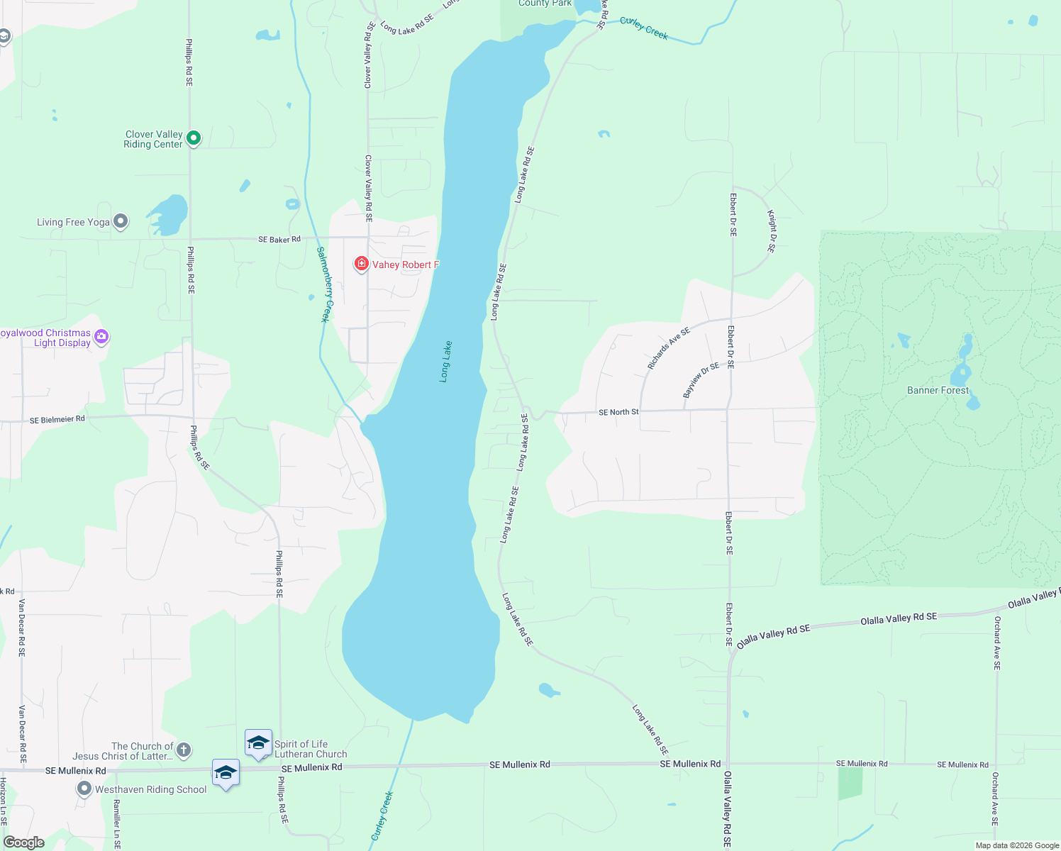 map of restaurants, bars, coffee shops, grocery stores, and more near 7239 Long Lake Rd SE in Port Orchard