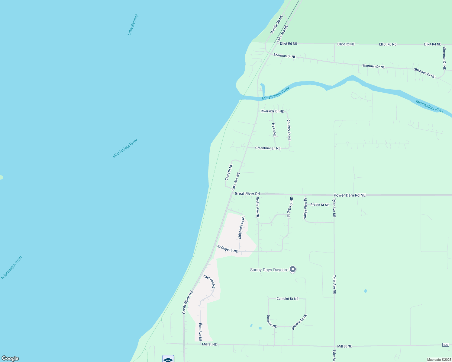 map of restaurants, bars, coffee shops, grocery stores, and more near 2325 Carol Drive Northeast in Bemidji